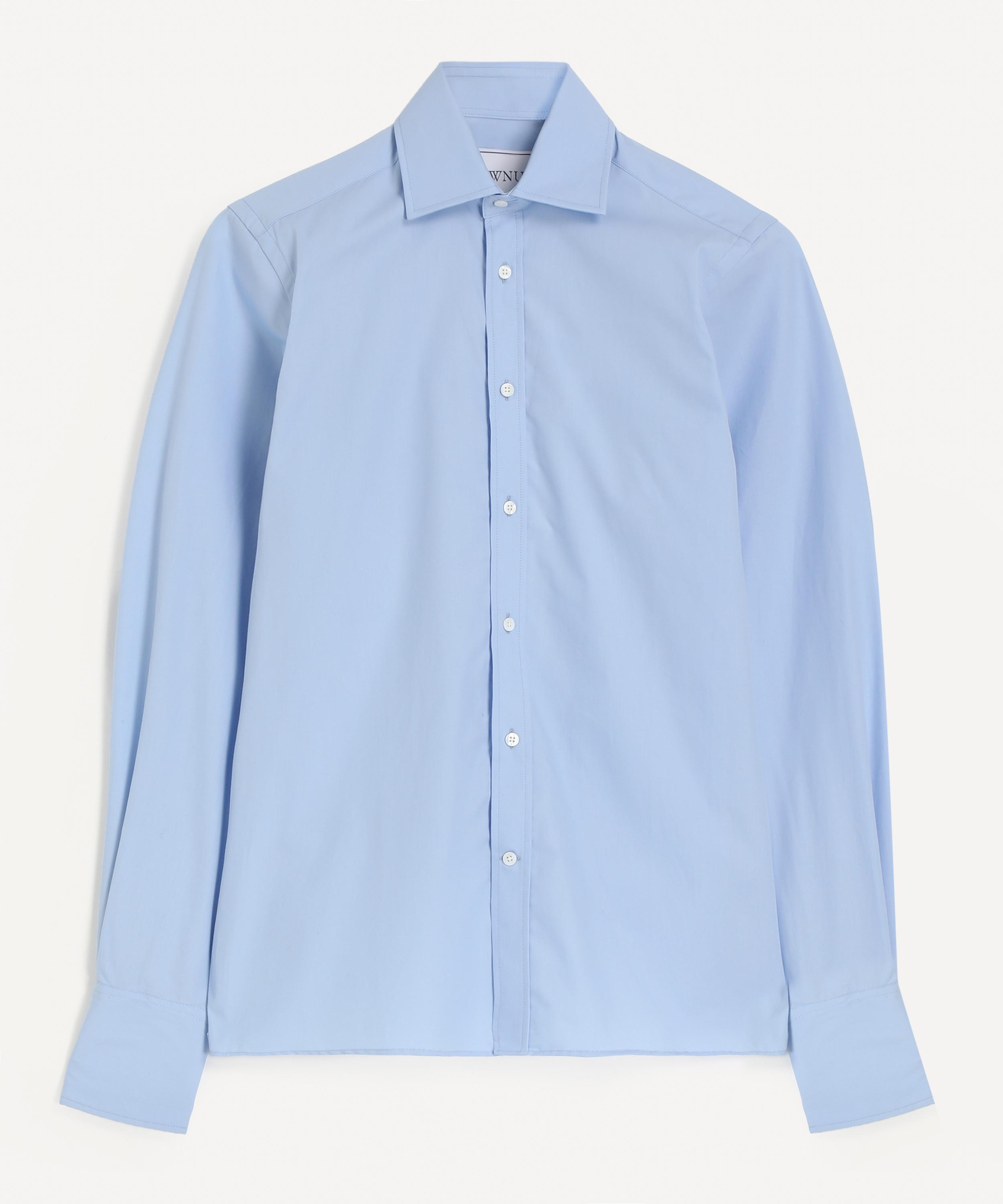 With Nothing Underneath - The Boyfriend Exaggerated Cuff Sky Blue Shirt