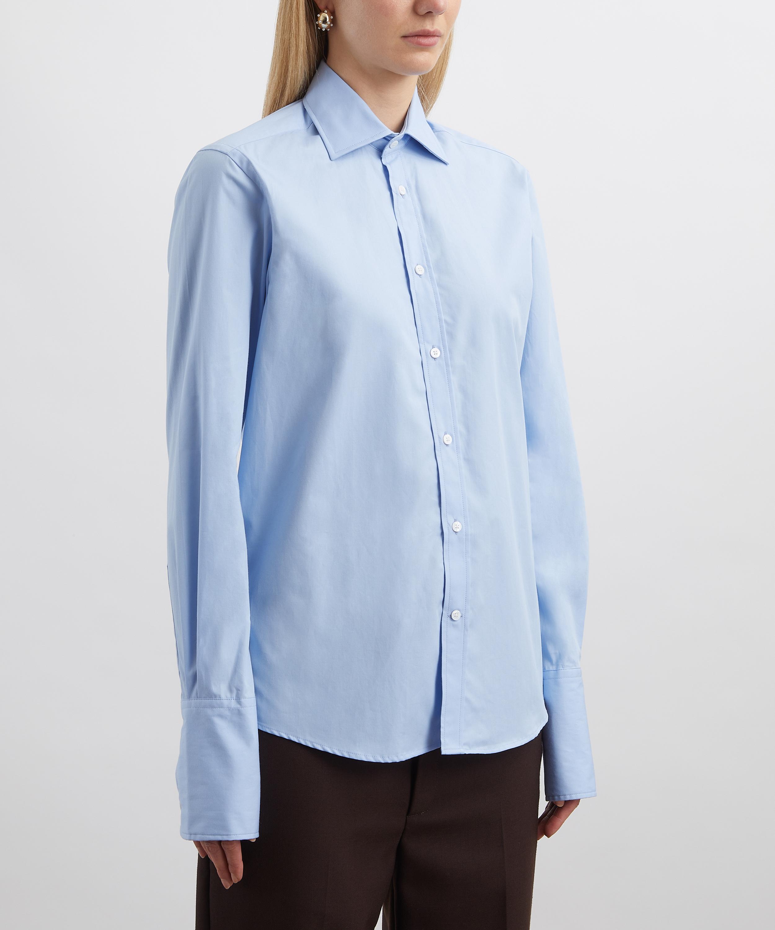 With Nothing Underneath - The Boyfriend Exaggerated Cuff Sky Blue Shirt image number 2