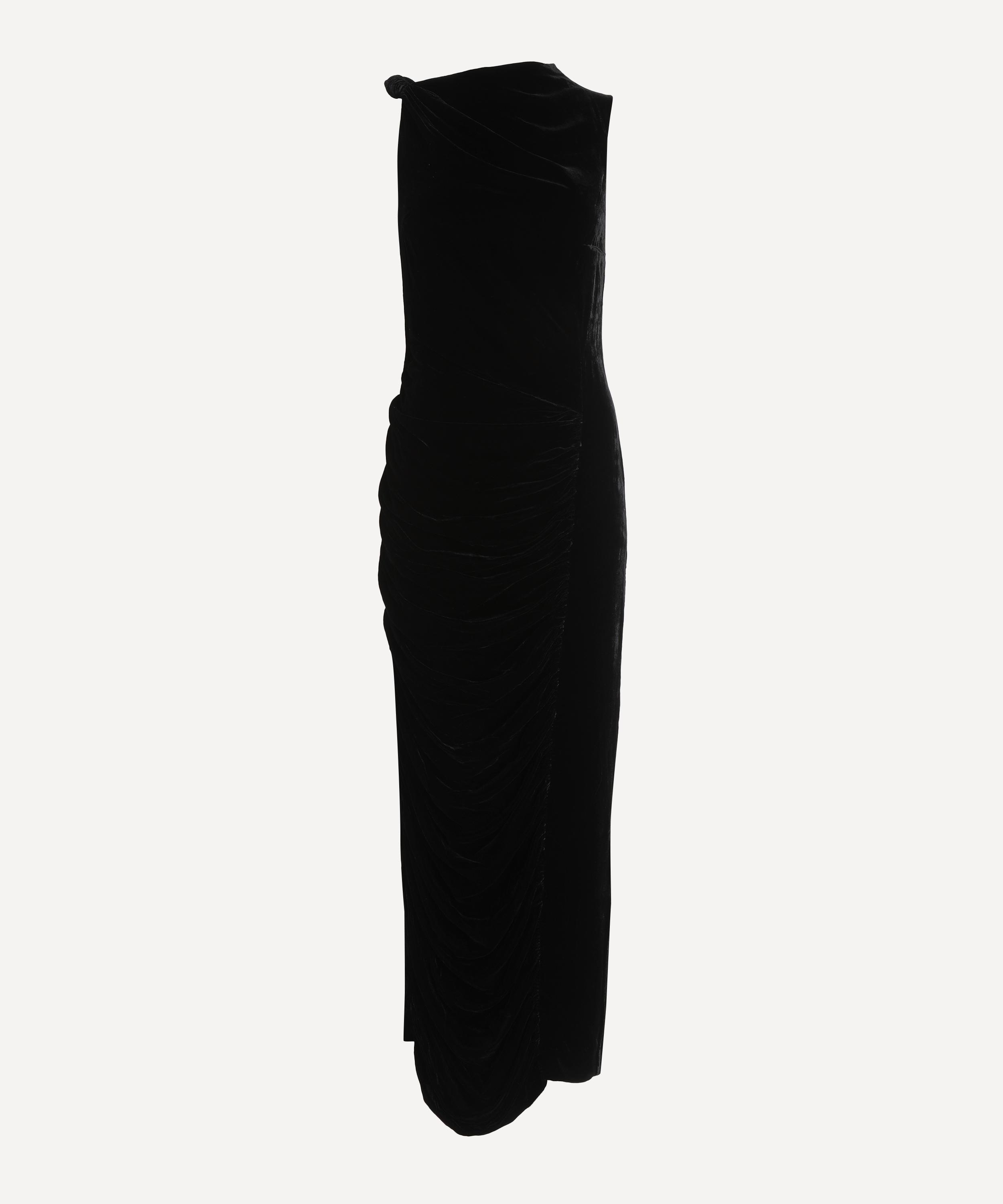 ROTATE Birger Christensen - Velvet Ruched Midi Dress