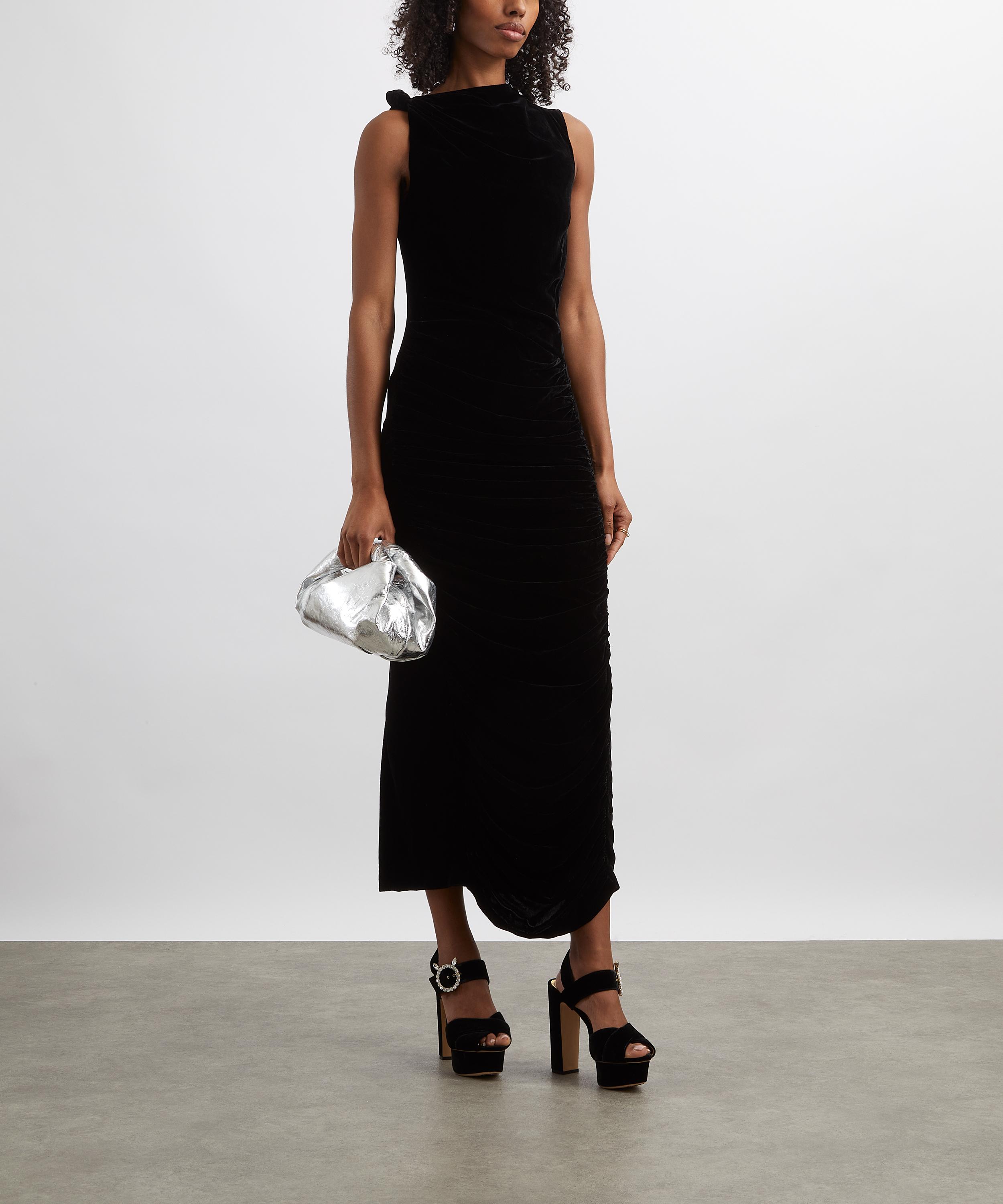 ROTATE Birger Christensen - Velvet Ruched Midi Dress image number 1