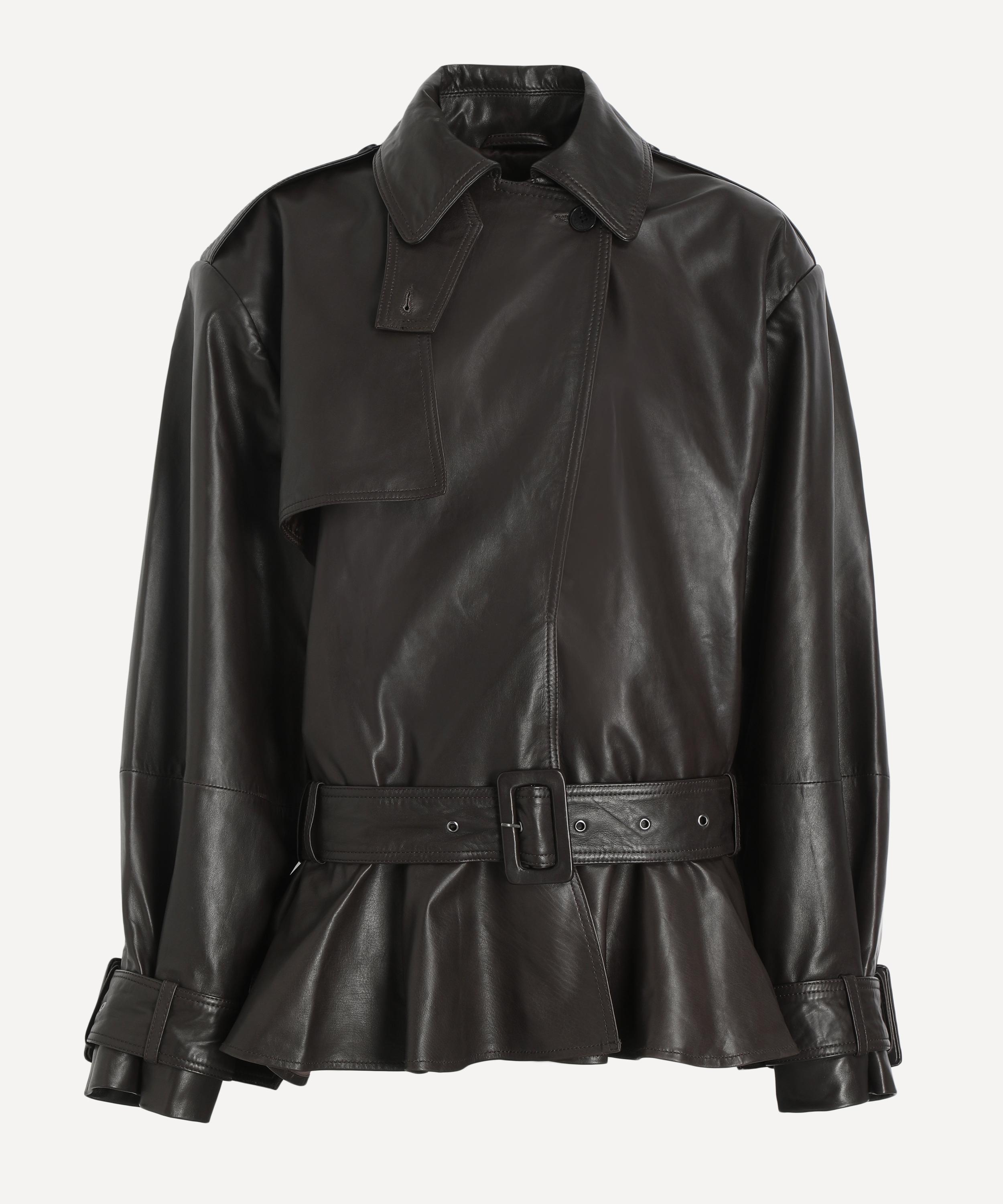 ROTATE Birger Christensen - Brown Leather Biker Jacket