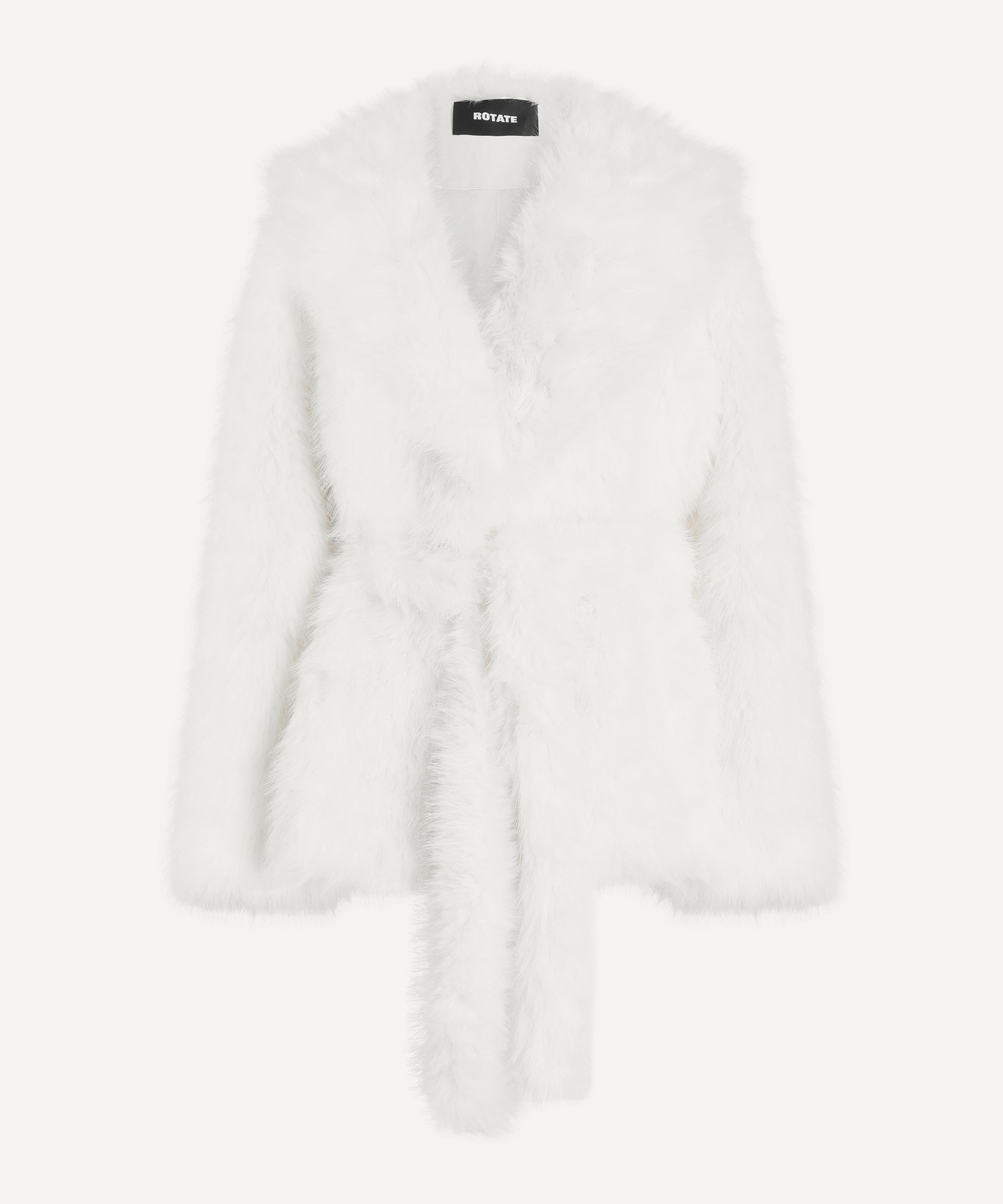 ROTATE Birger Christensen - White Faux Fur Short Jacket