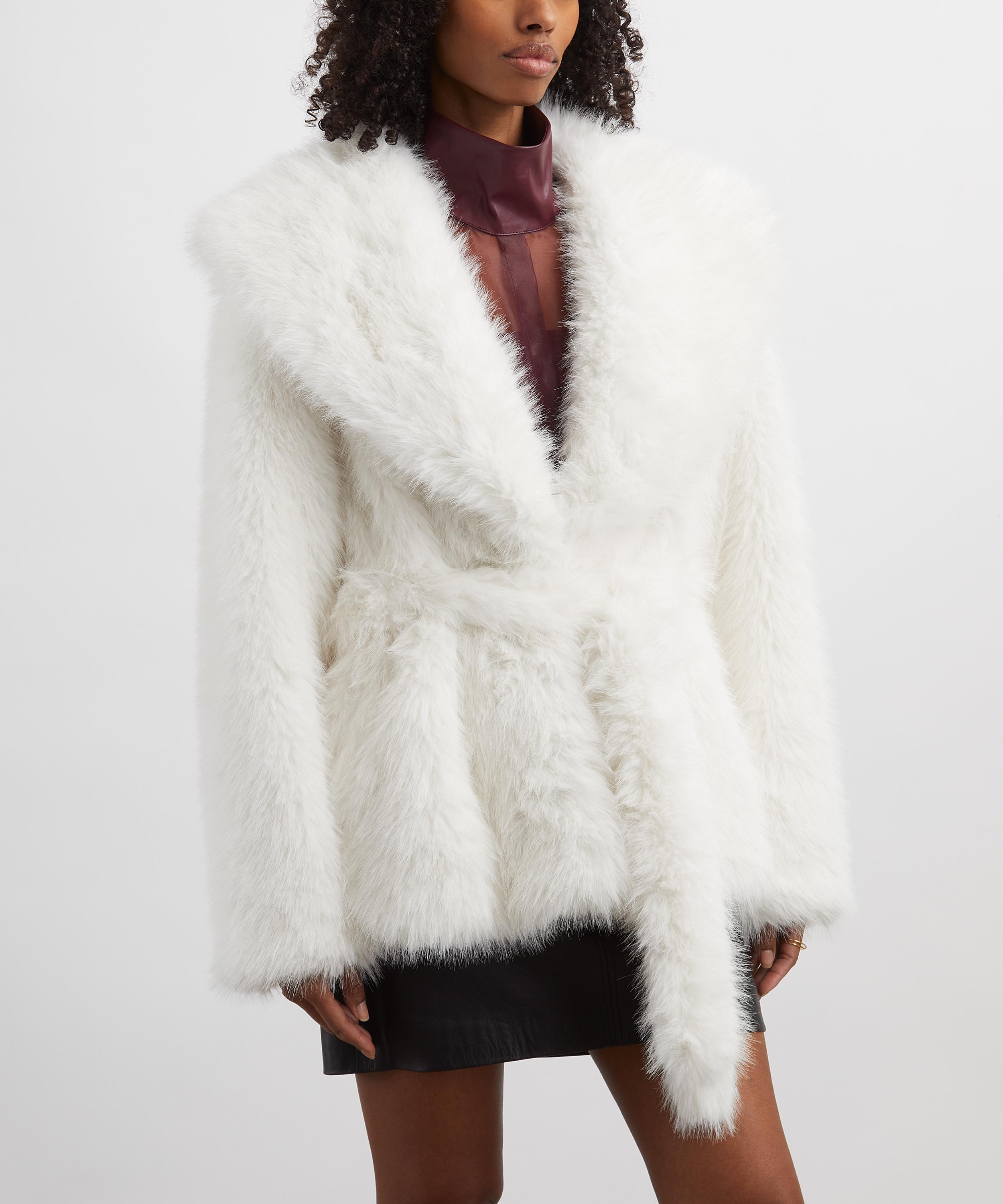 ROTATE Birger Christensen - White Faux Fur Short Jacket image number 2