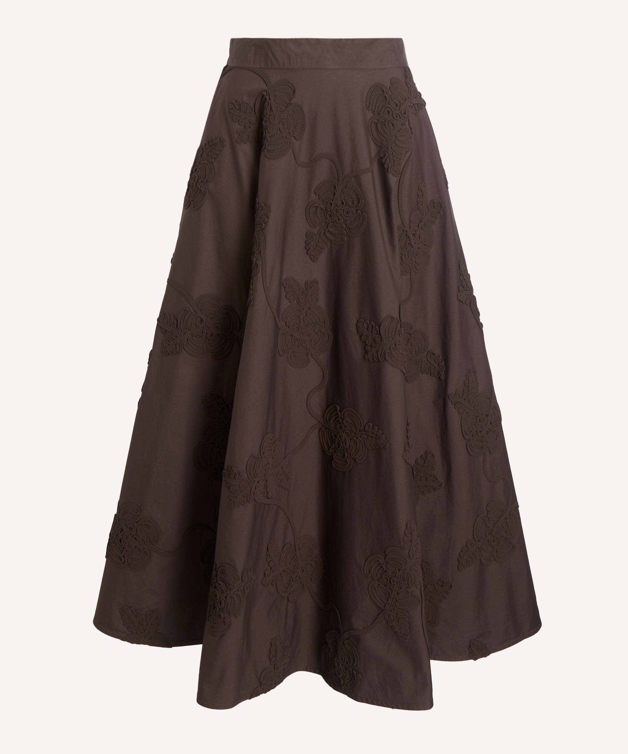 ROTATE Birger Christensen - Dark Brown Flower Maxi Skirt