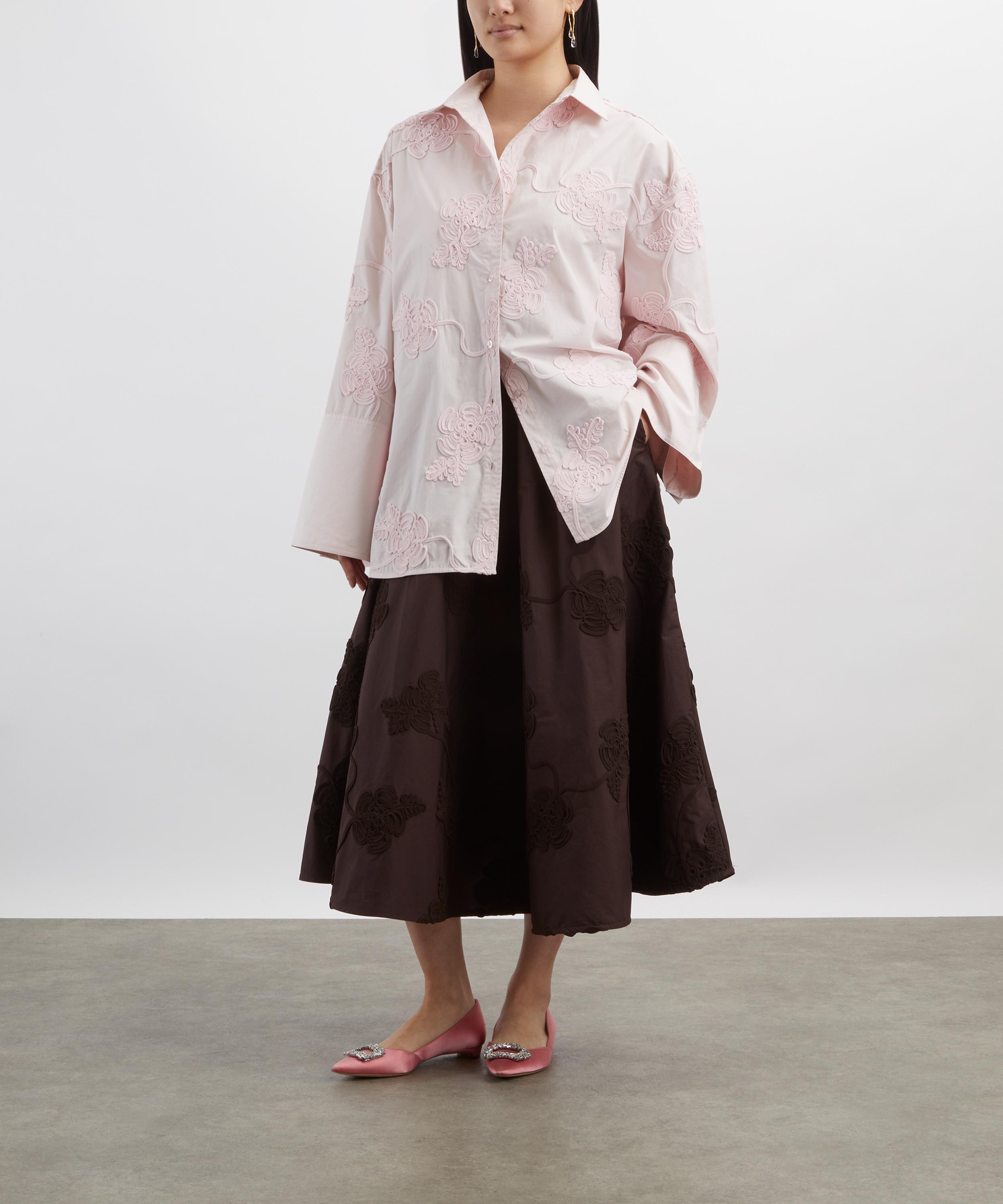 ROTATE Birger Christensen - Dark Brown Flower Maxi Skirt image number 1