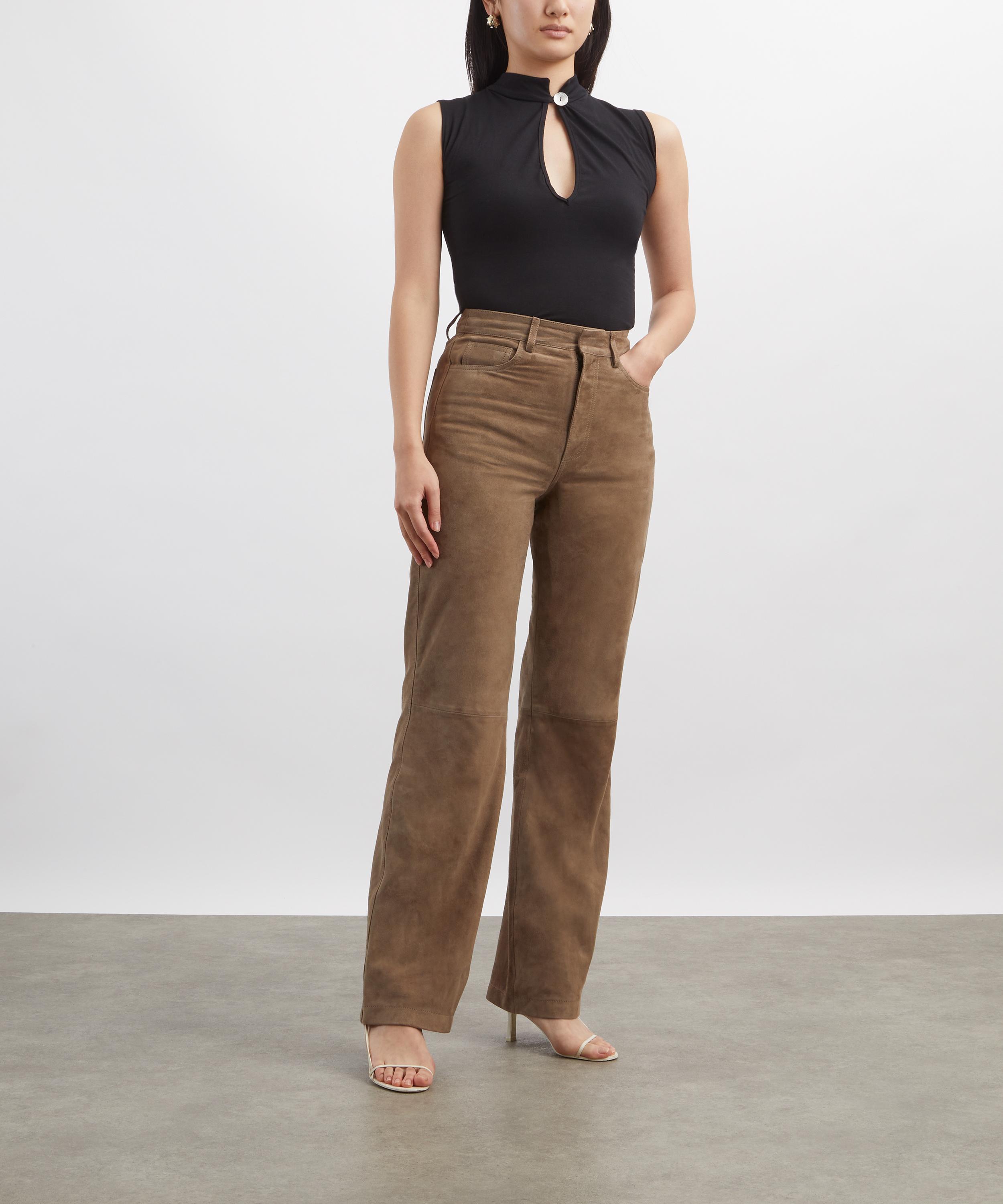 ROTATE Birger Christensen - Straight Suede Trousers image number 1