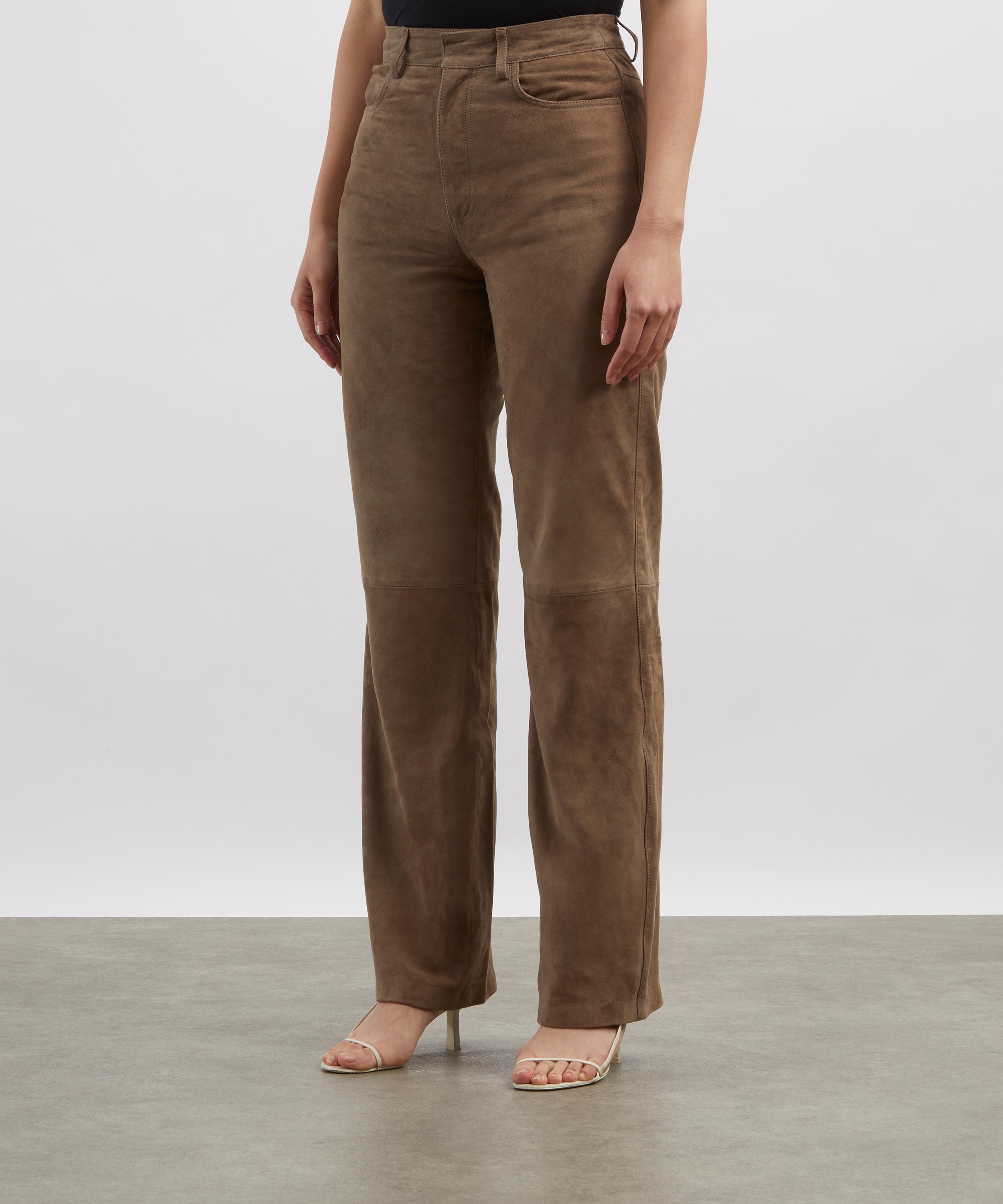 ROTATE Birger Christensen - Straight Suede Trousers image number 2