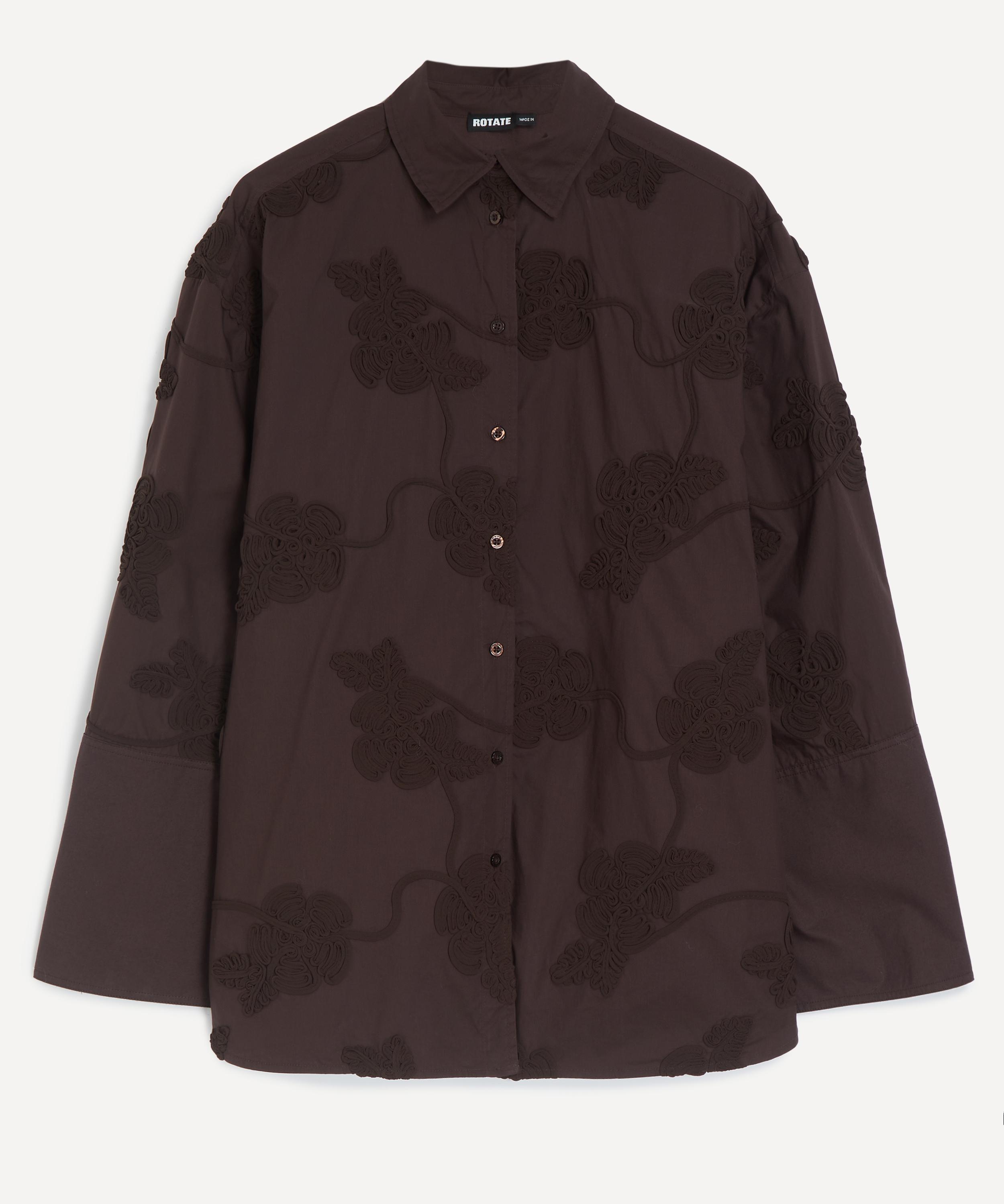 ROTATE Birger Christensen - Dark Brown Flower Oversized Shirt