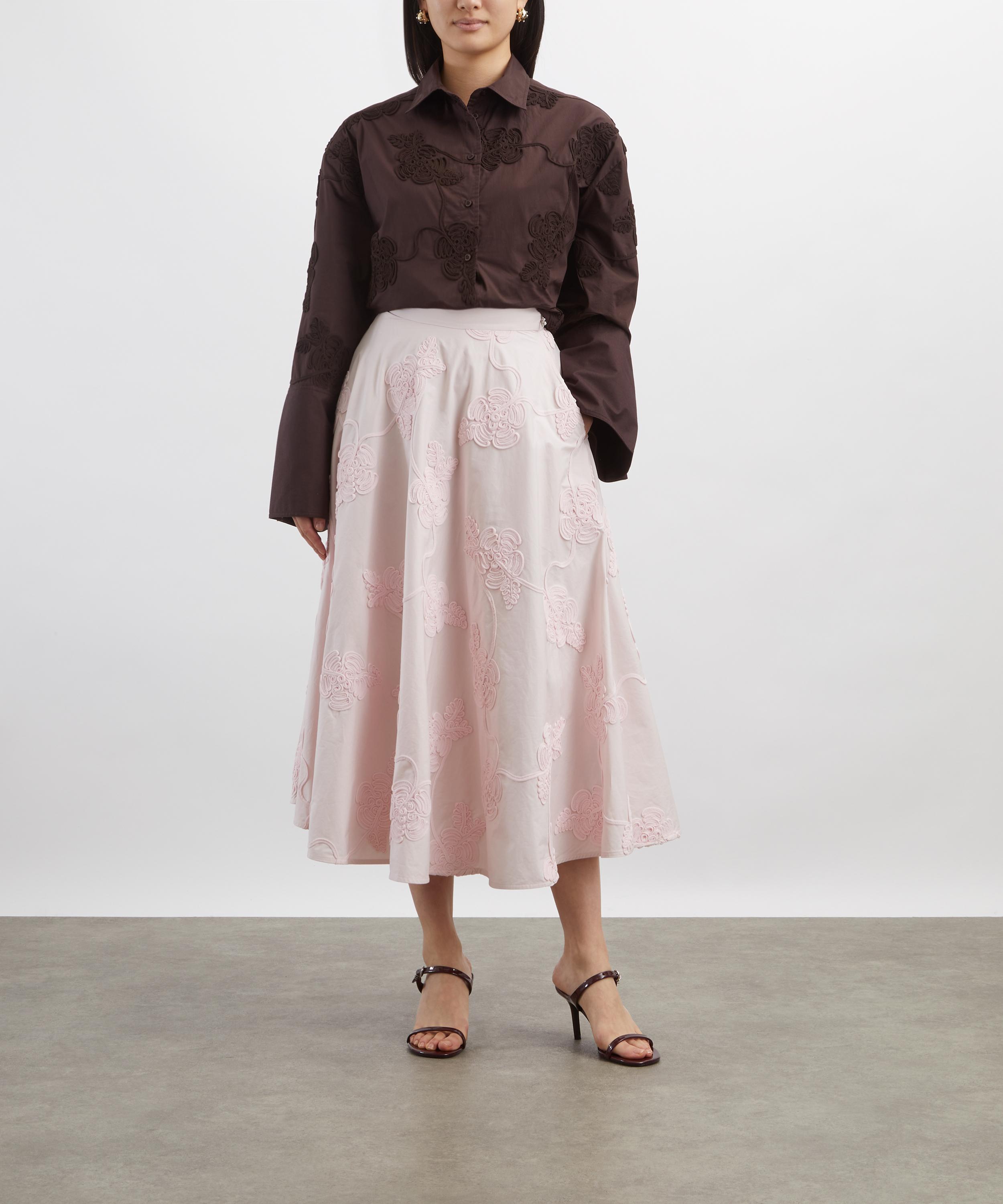 ROTATE Birger Christensen - Dark Brown Flower Oversized Shirt image number 1