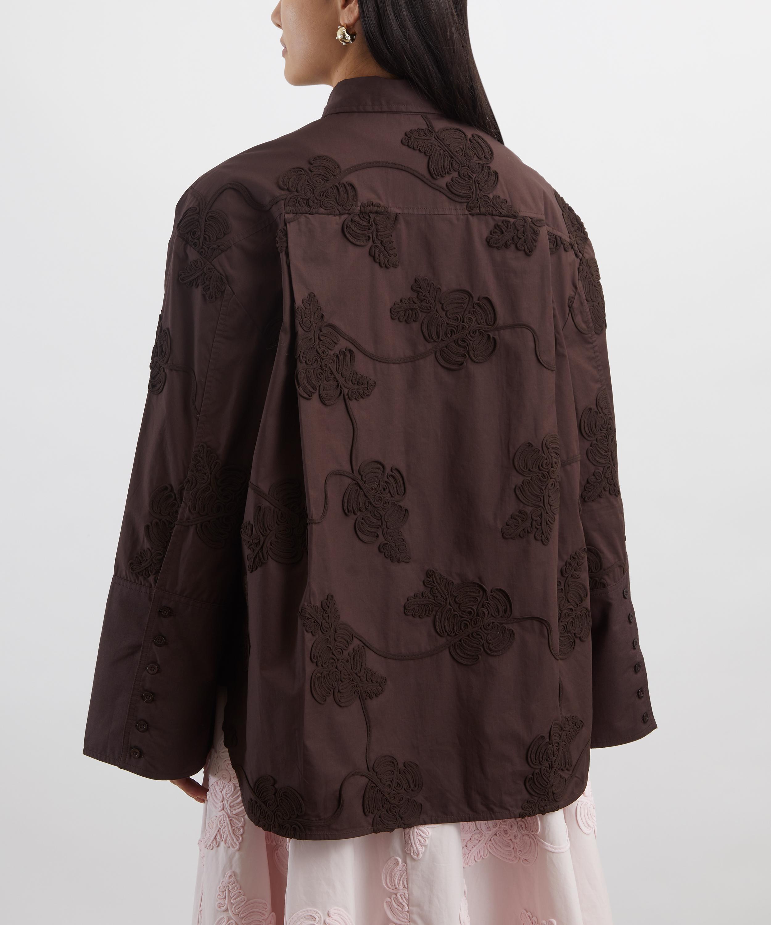 ROTATE Birger Christensen - Dark Brown Flower Oversized Shirt image number 3