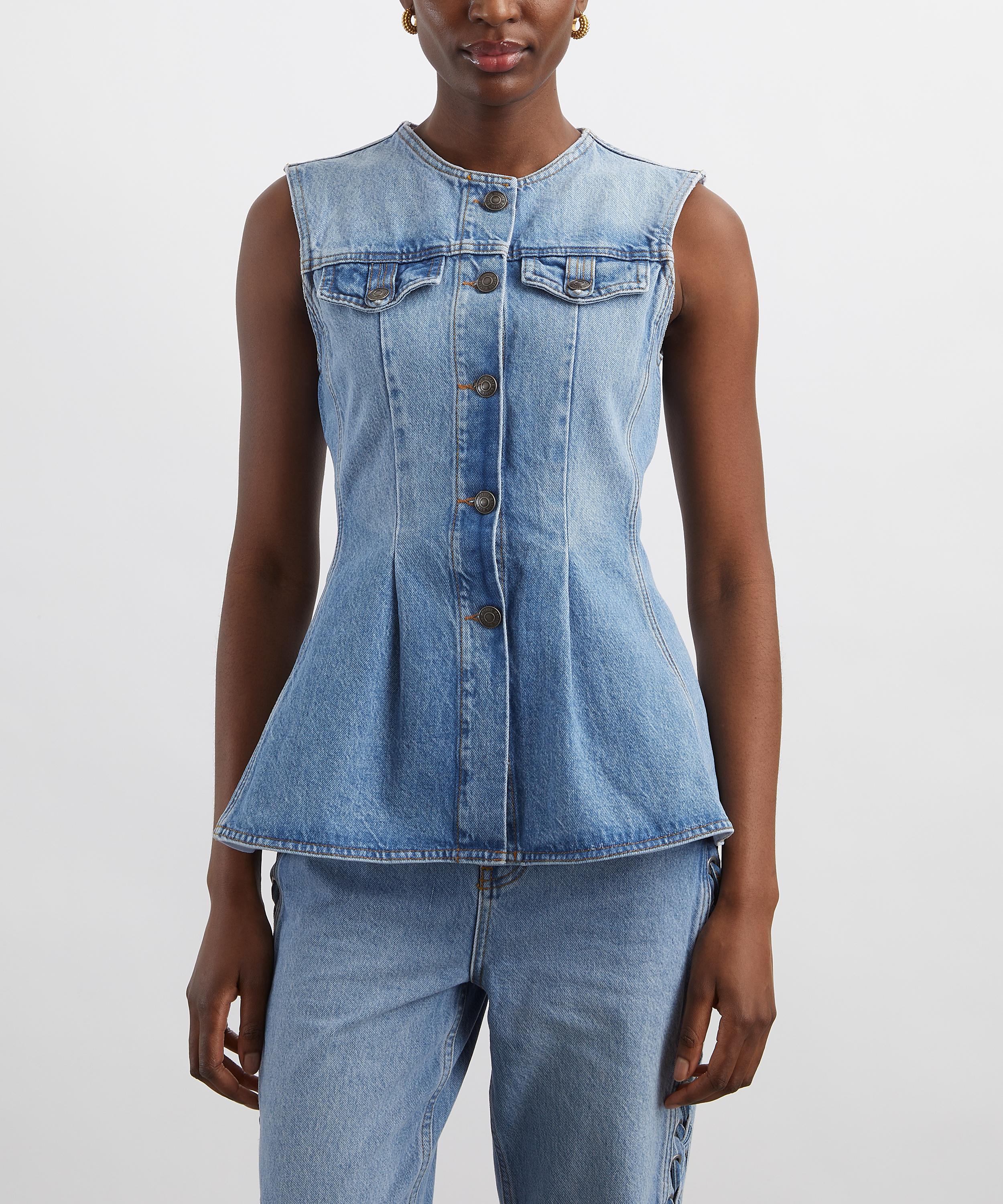 ROTATE Birger Christensen - Flared Denim Top image number 2
