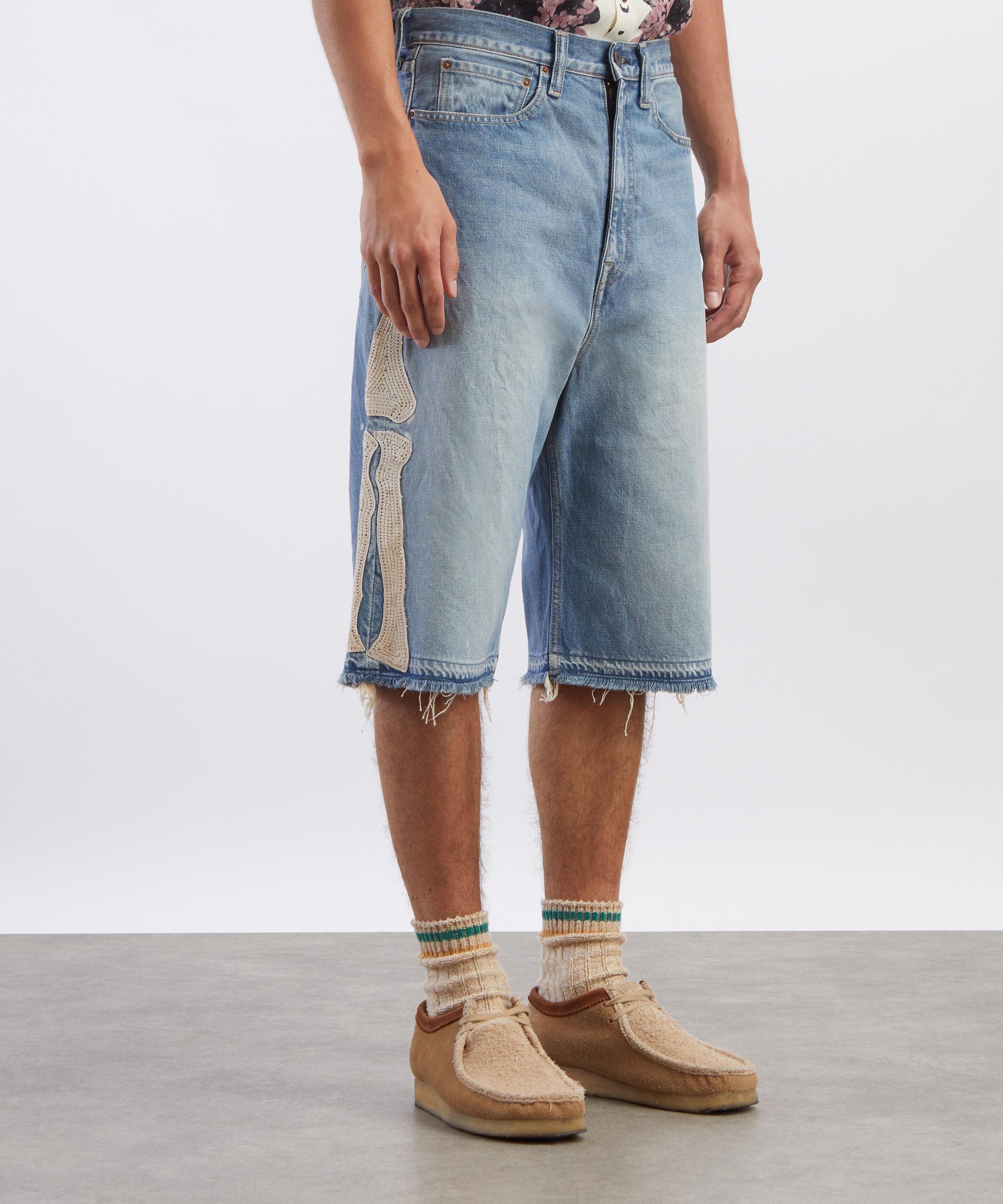 Kapital - Light Indigo 14oz Denim 5P BONE Shorts image number 2
