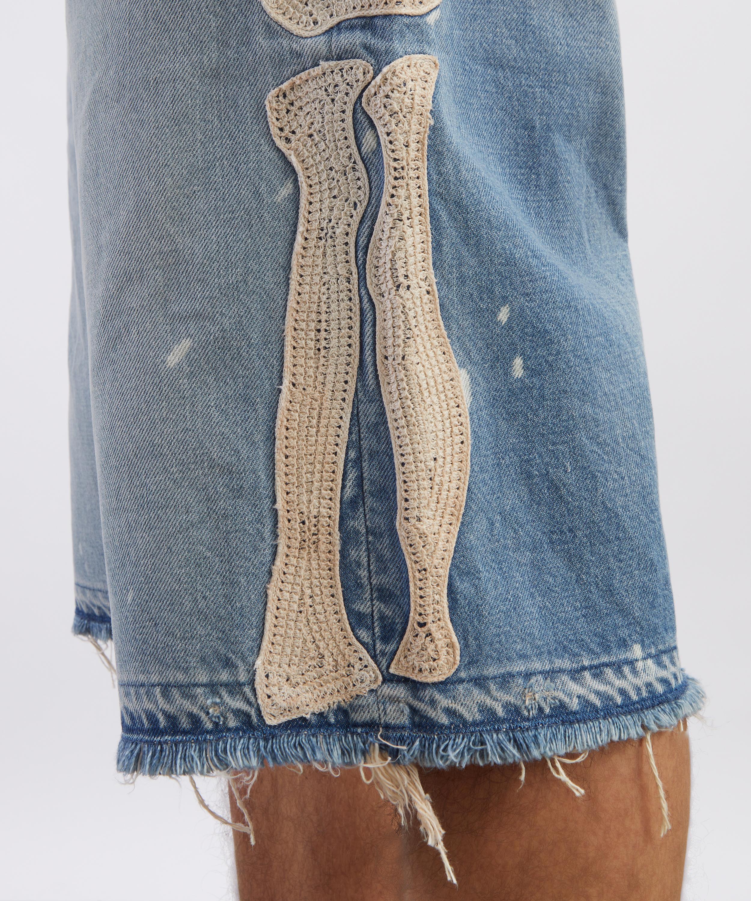 Kapital - Light Indigo 14oz Denim 5P BONE Shorts image number 4