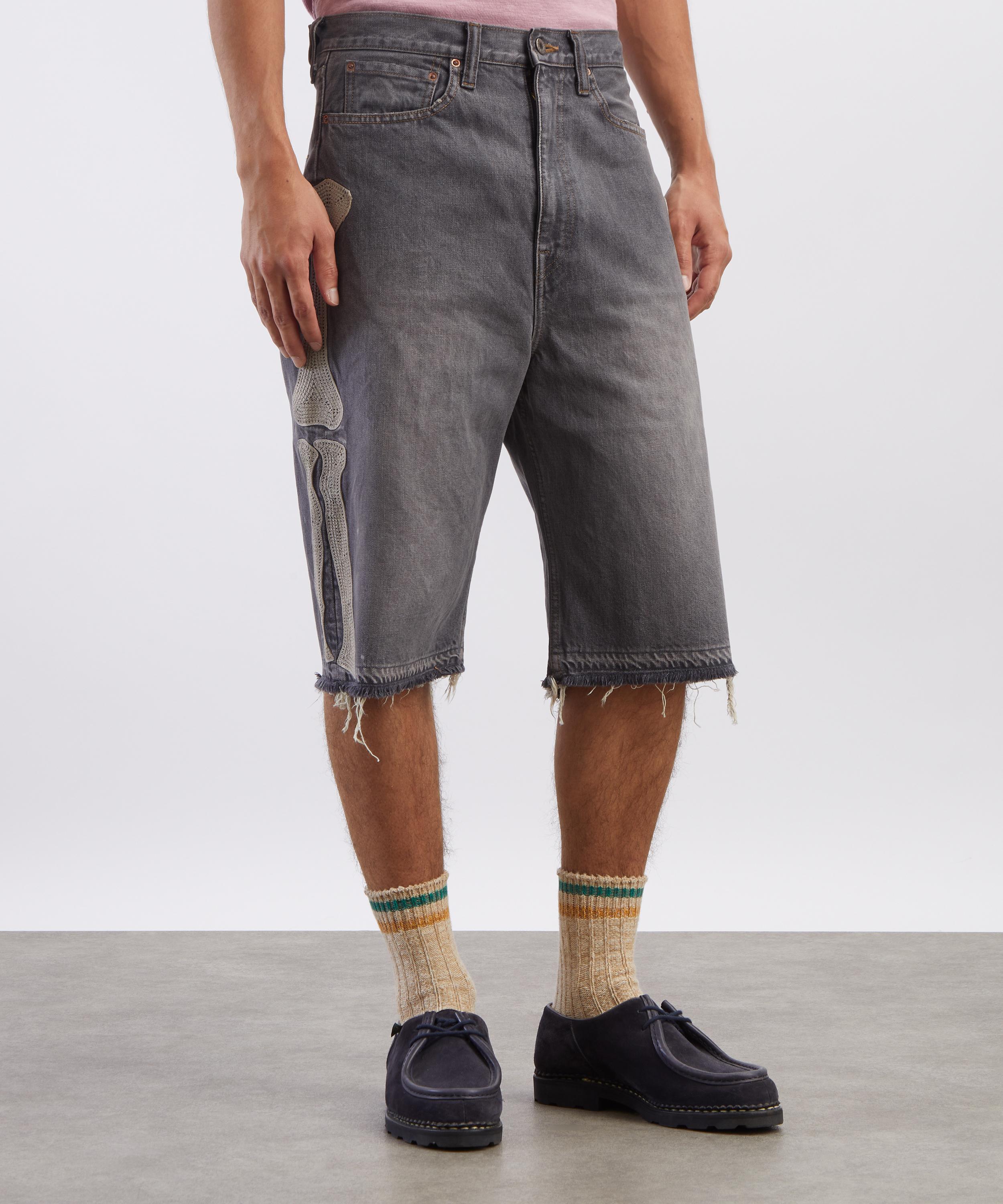 Kapital - Black Indigo 14oz Denim 5P BONE Shorts image number 2