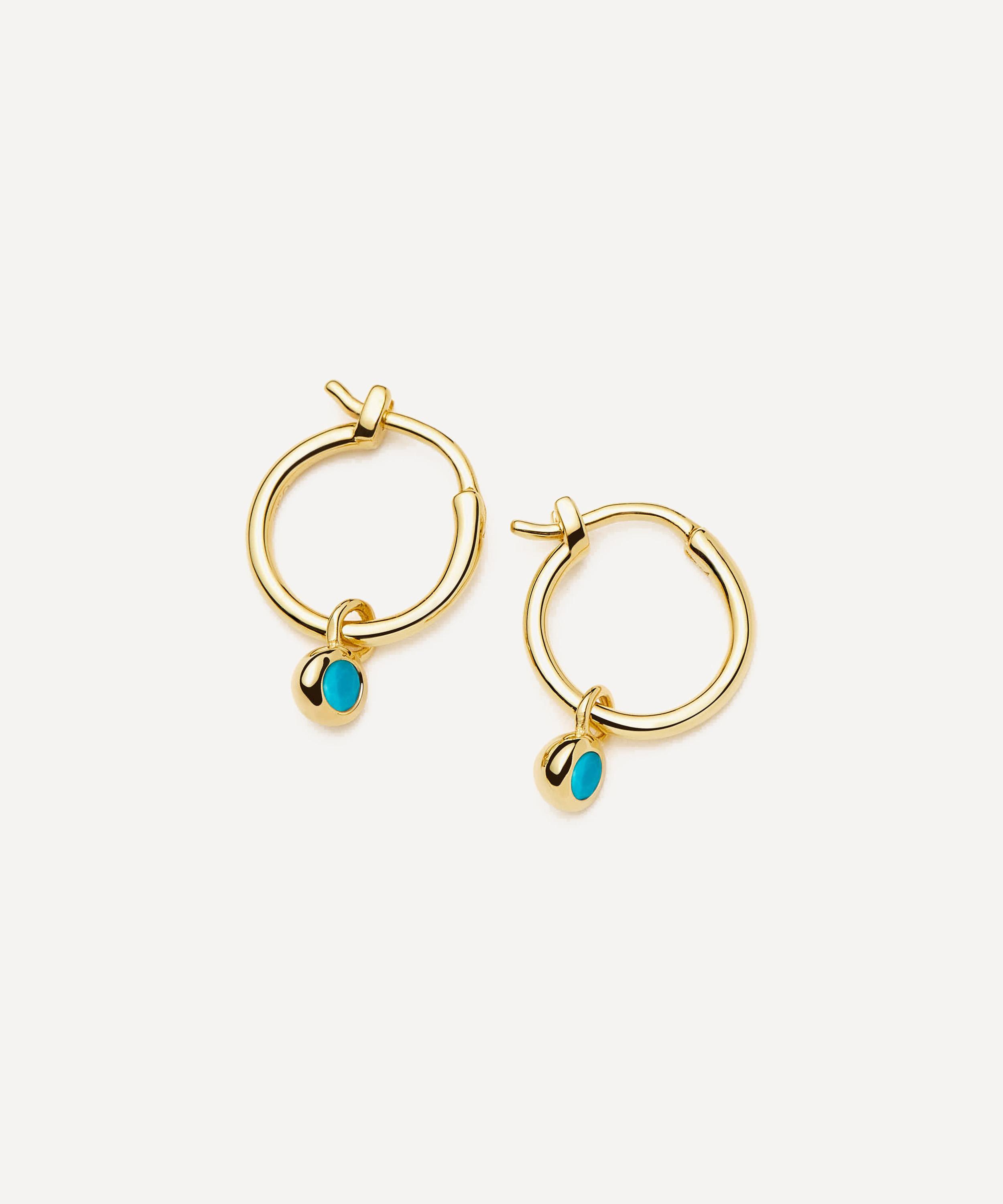 Missoma - 18ct Gold-Plated Vermeil Silver December Birthstone Mini Charm Hoop Earrings image number 0