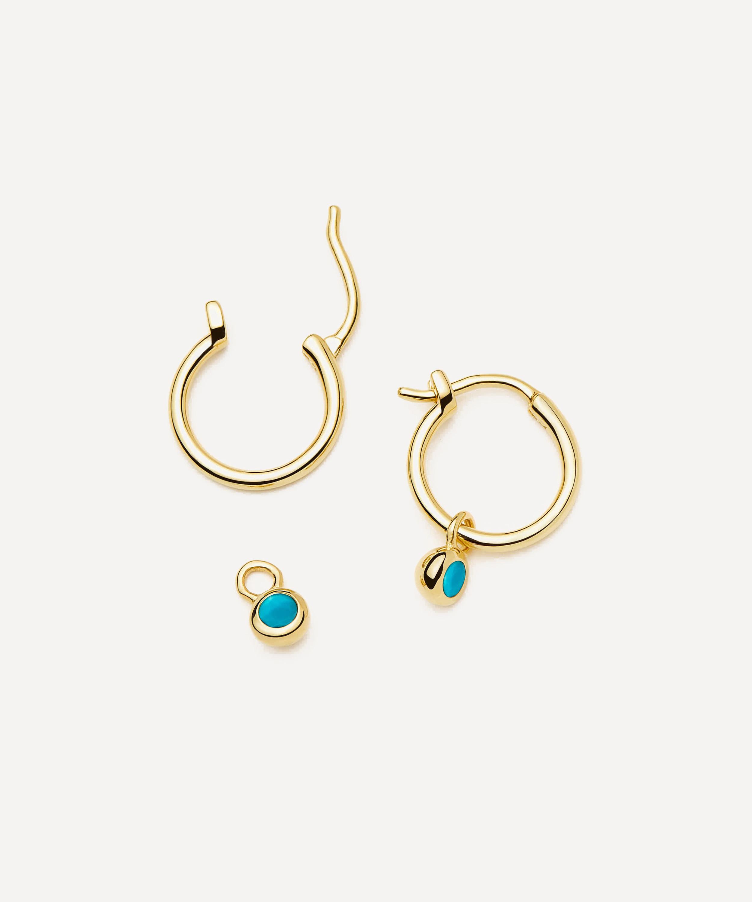 Missoma - 18ct Gold-Plated Vermeil Silver December Birthstone Mini Charm Hoop Earrings image number 1