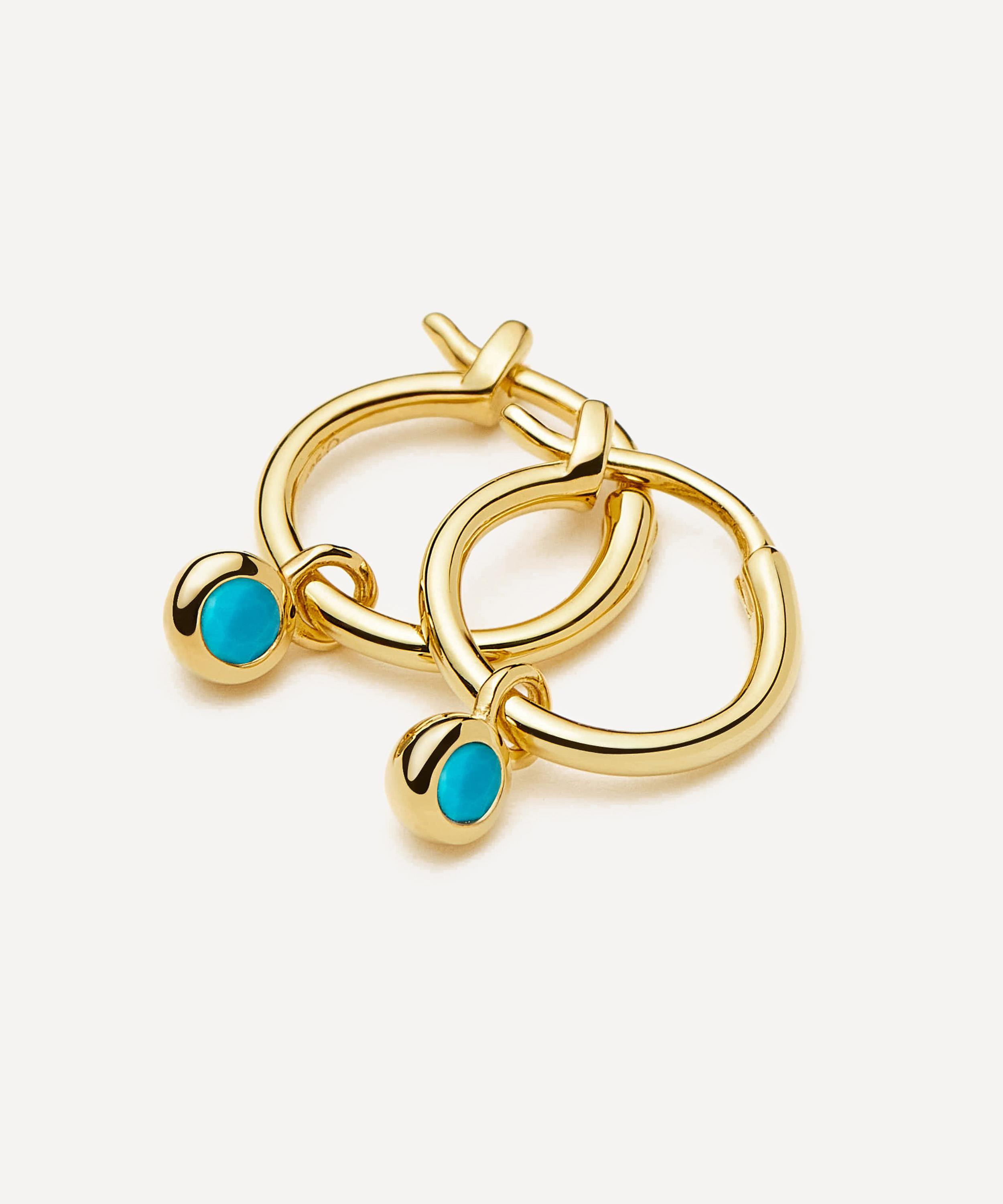 Missoma - 18ct Gold-Plated Vermeil Silver December Birthstone Mini Charm Hoop Earrings image number 2