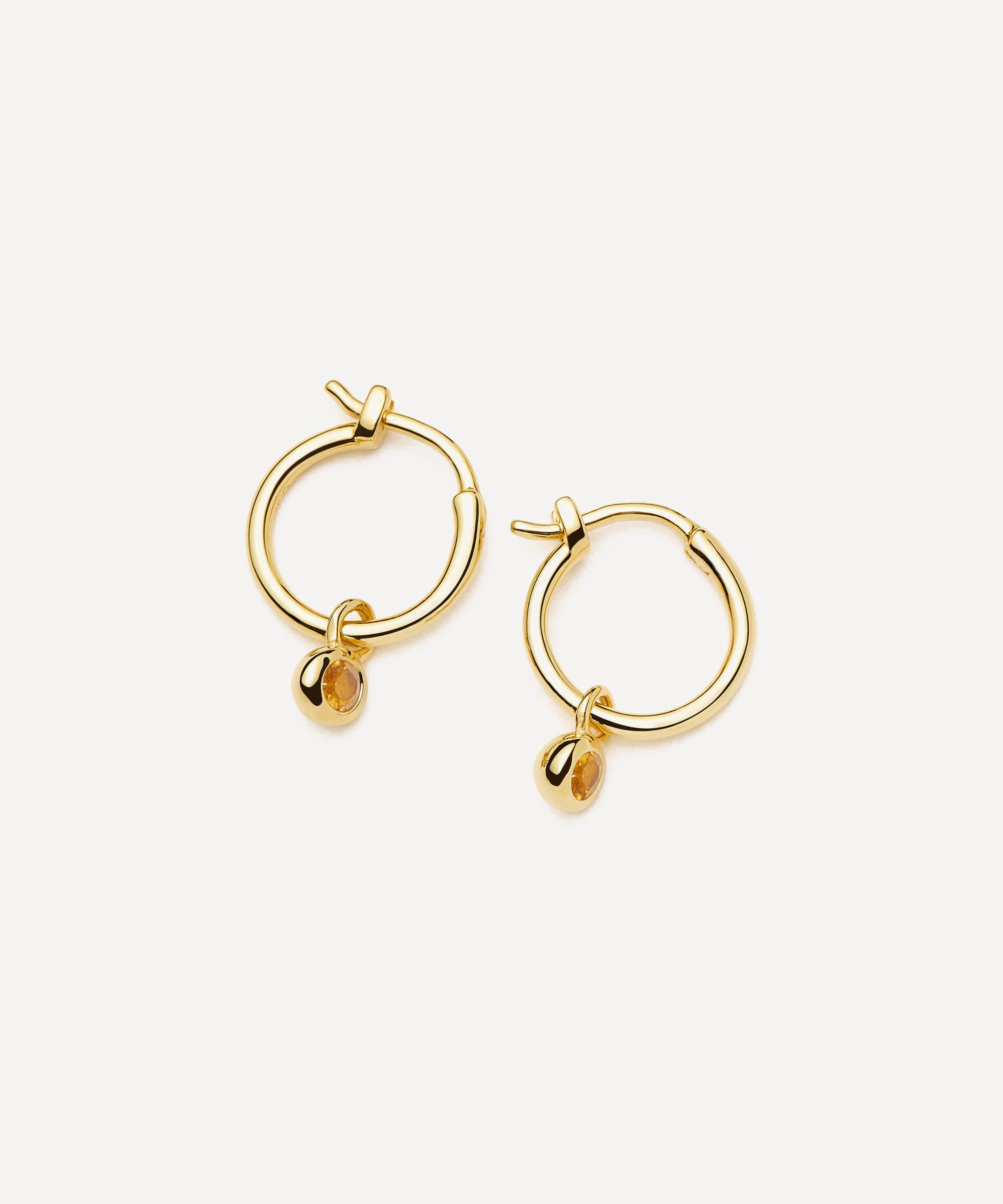 Missoma - 18ct Gold-Plated Vermeil Silver November Birthstone Mini Charm Hoop Earrings image number 0