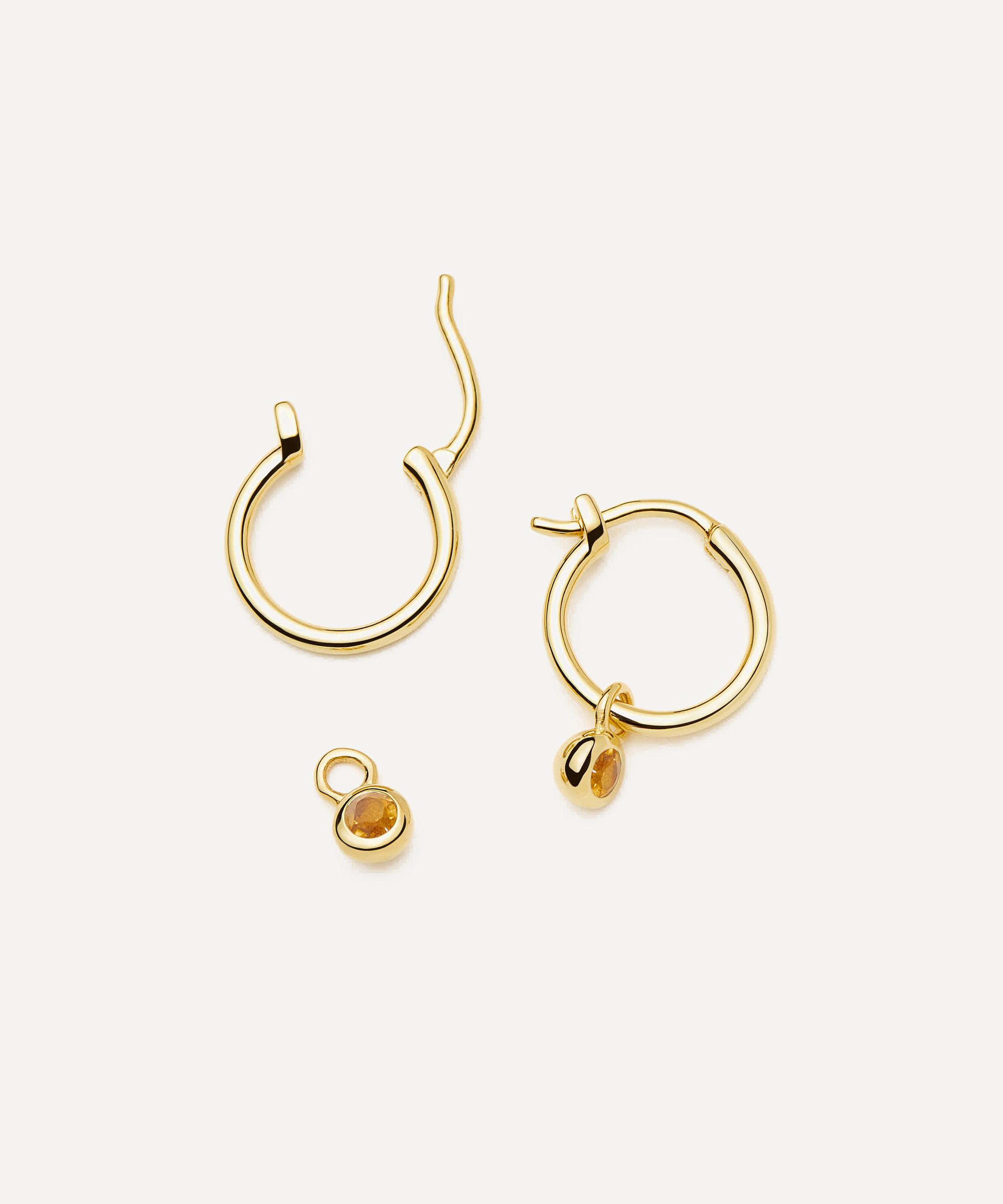 Missoma - 18ct Gold-Plated Vermeil Silver November Birthstone Mini Charm Hoop Earrings image number 1