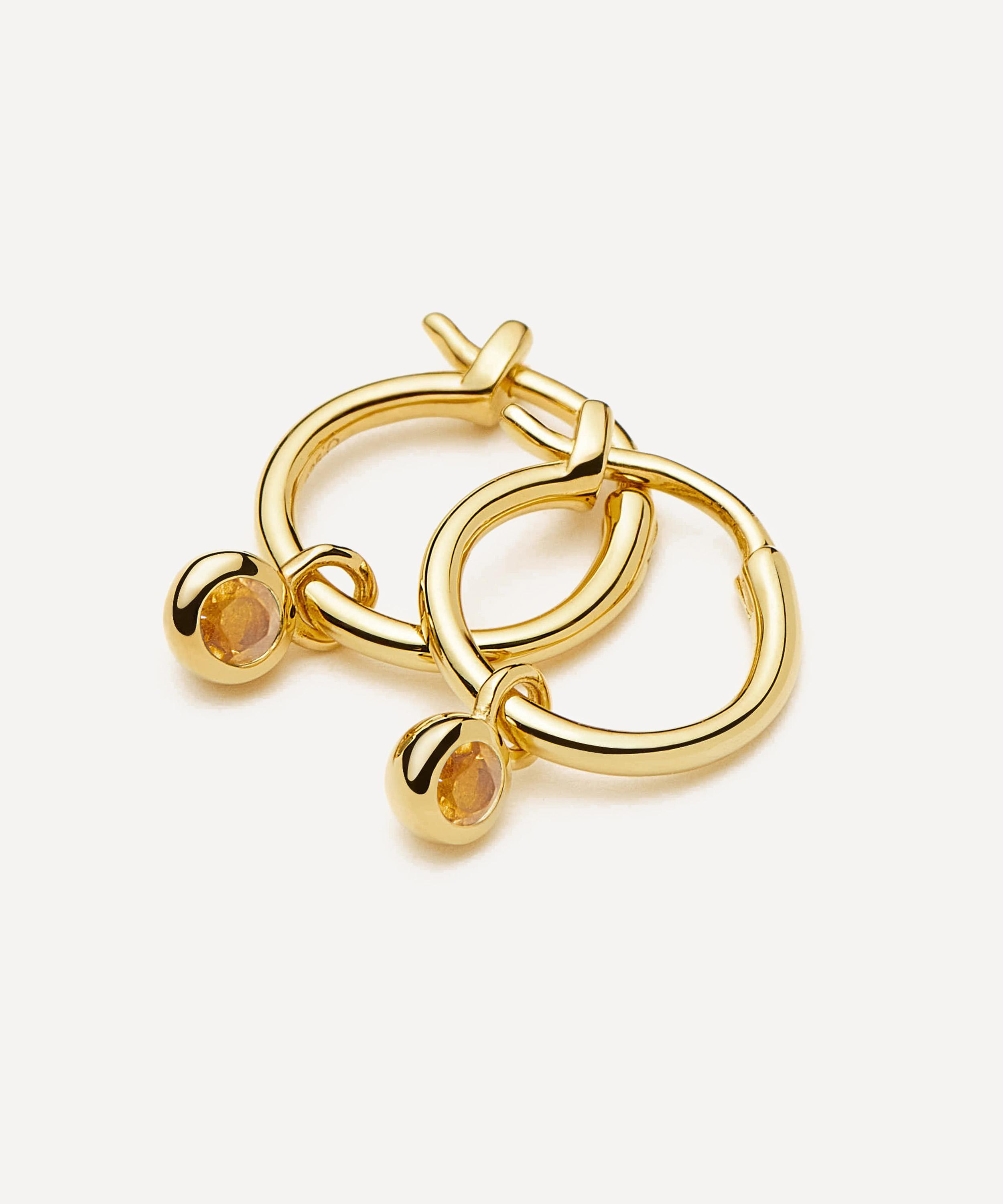 Missoma - 18ct Gold-Plated Vermeil Silver November Birthstone Mini Charm Hoop Earrings image number 2