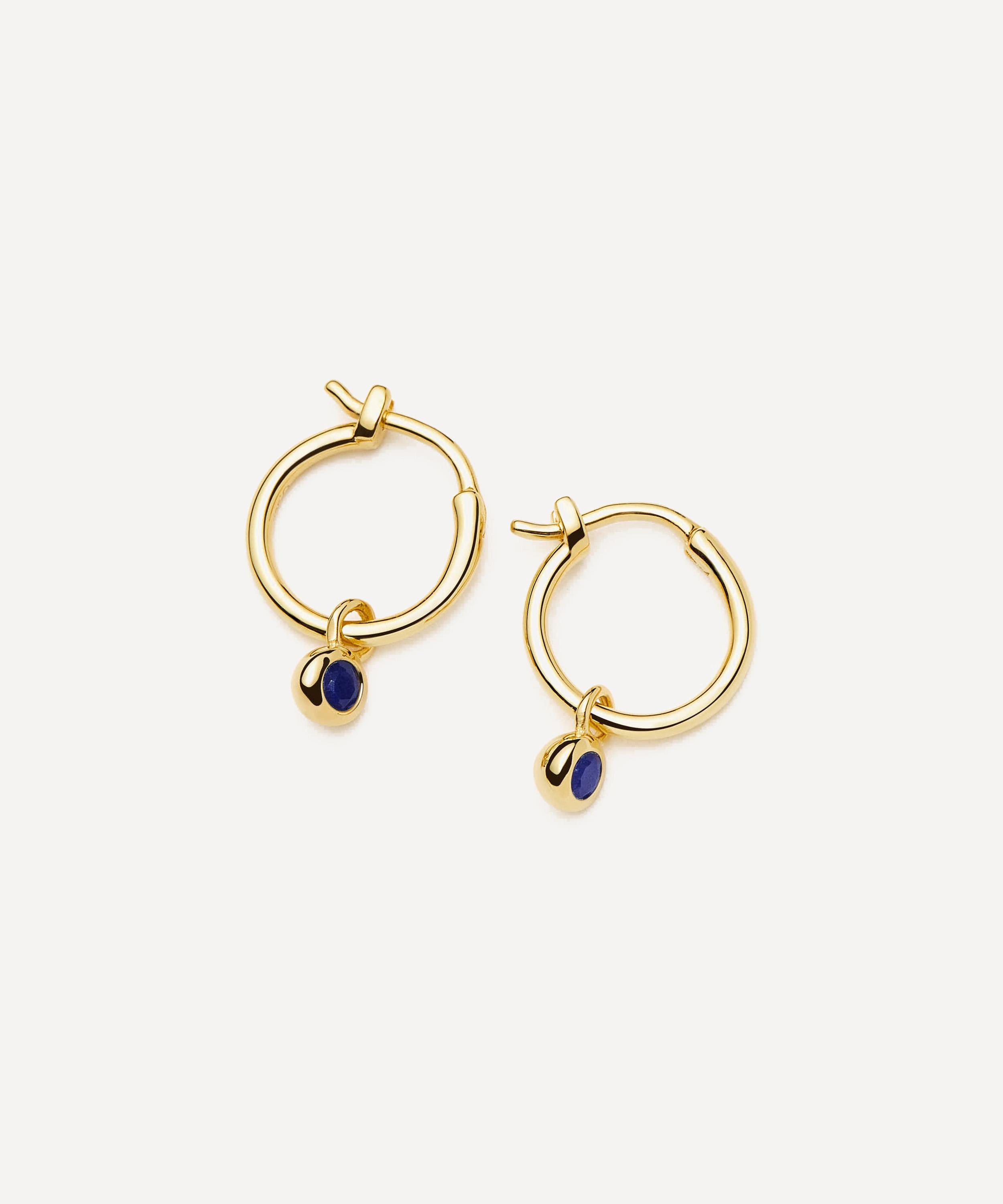 Missoma - 18ct Gold-Plated Vermeil Silver September Birthstone Mini Charm Hoop Earrings image number 0