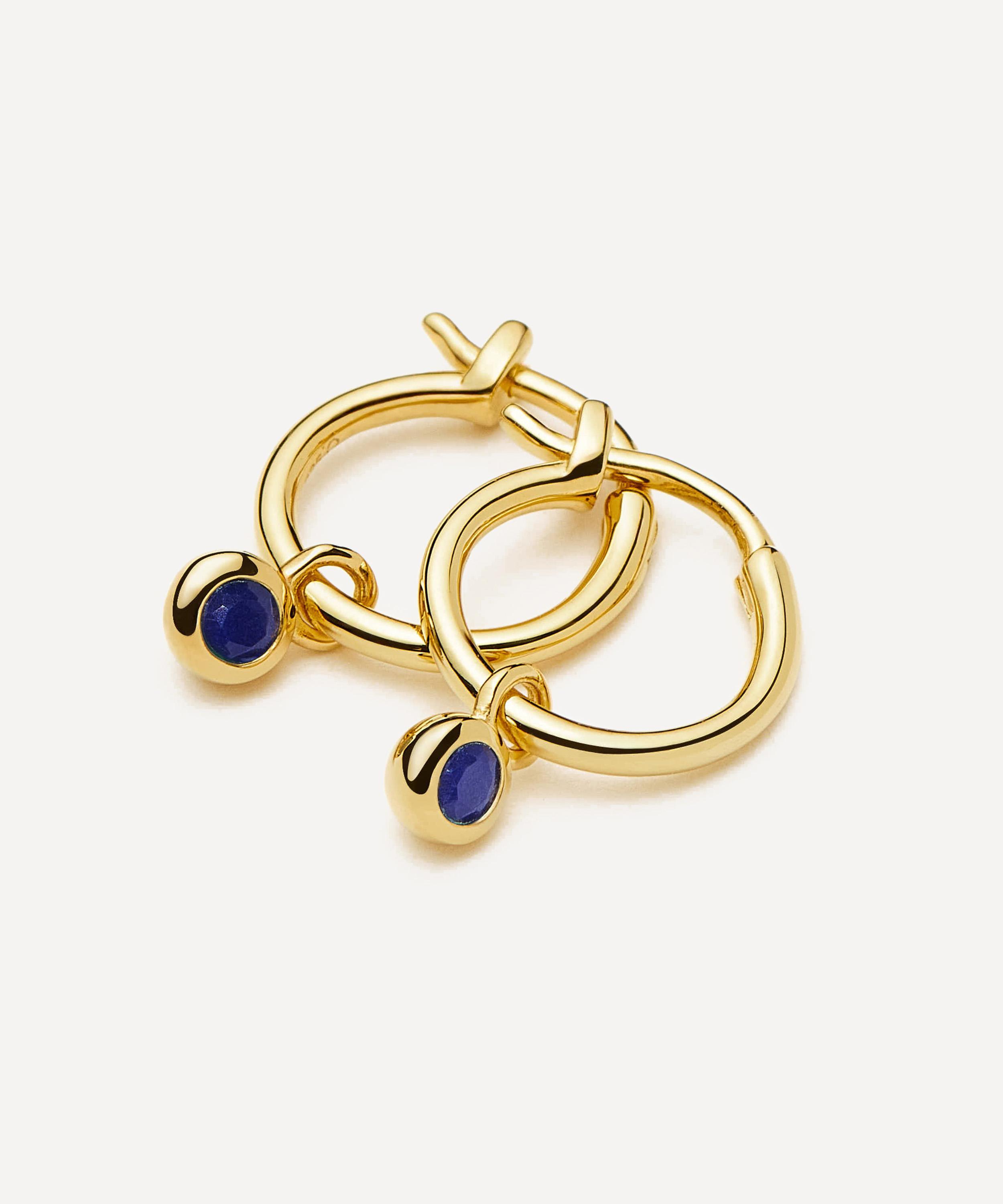 Missoma - 18ct Gold-Plated Vermeil Silver September Birthstone Mini Charm Hoop Earrings image number 2