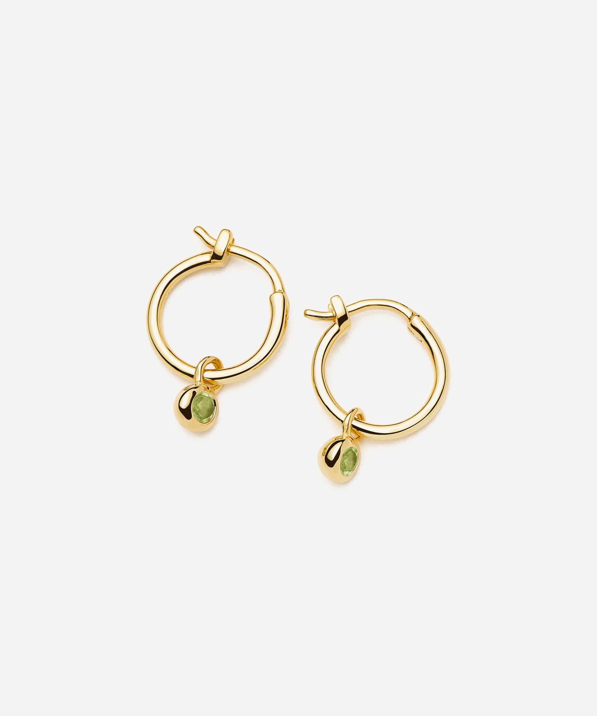 Missoma - 18ct Gold-Plated Vermeil Silver August Birthstone Mini Charm Hoop Earrings image number 0