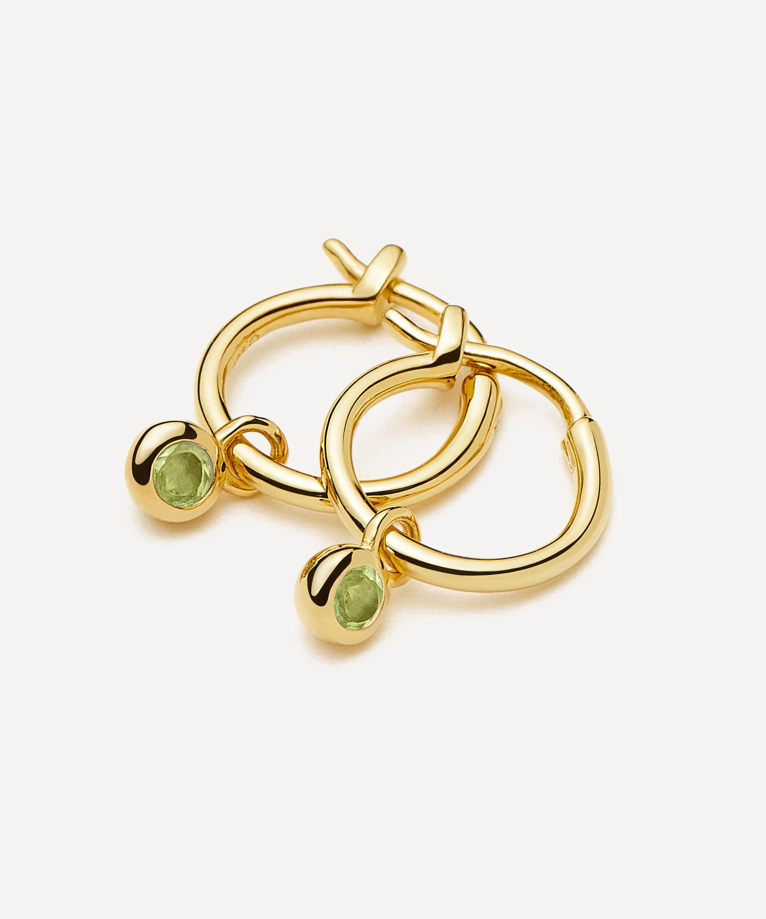 Missoma - 18ct Gold-Plated Vermeil Silver August Birthstone Mini Charm Hoop Earrings image number 2