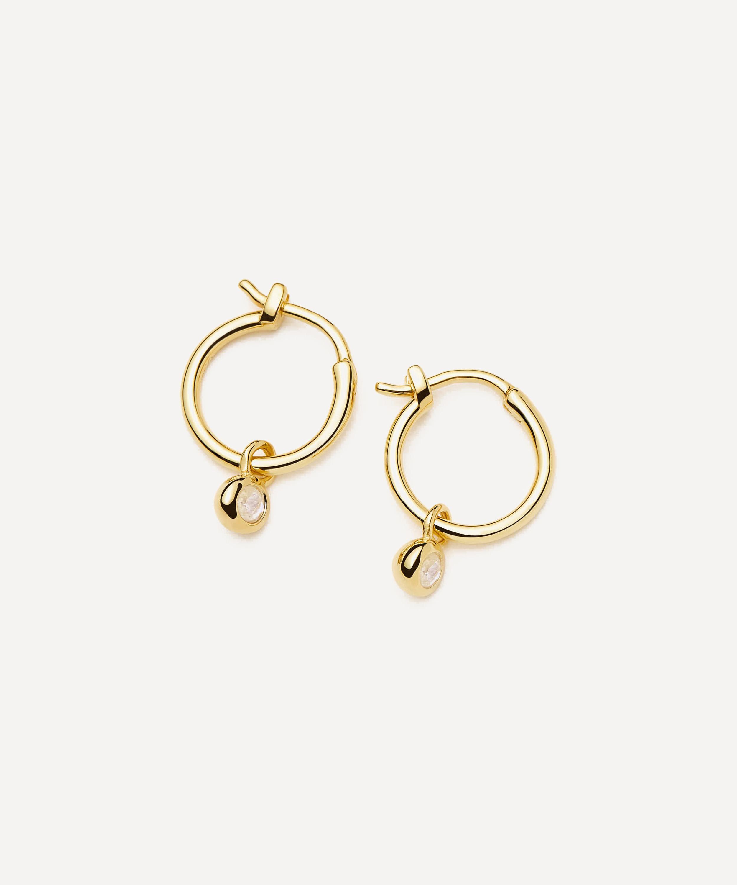 Missoma - 18ct Gold-Plated Vermeil Silver June Birthstone Mini Charm Hoop Earrings image number 0