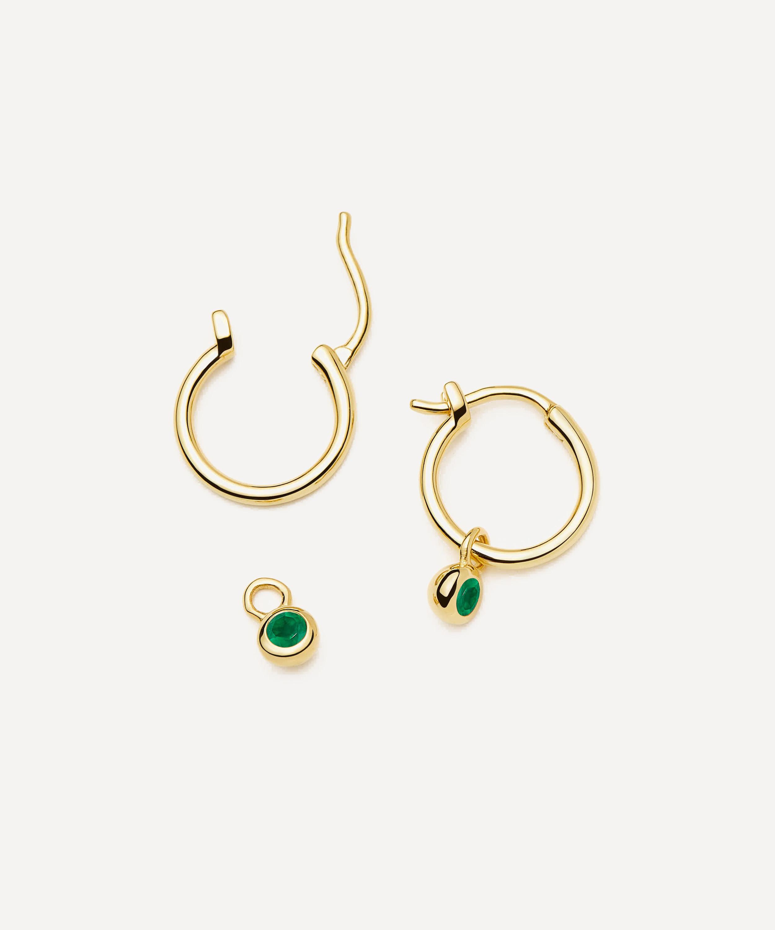 Missoma - 18ct Gold-Plated Vermeil Silver May Birthstone Mini Charm Hoop Earrings image number 1