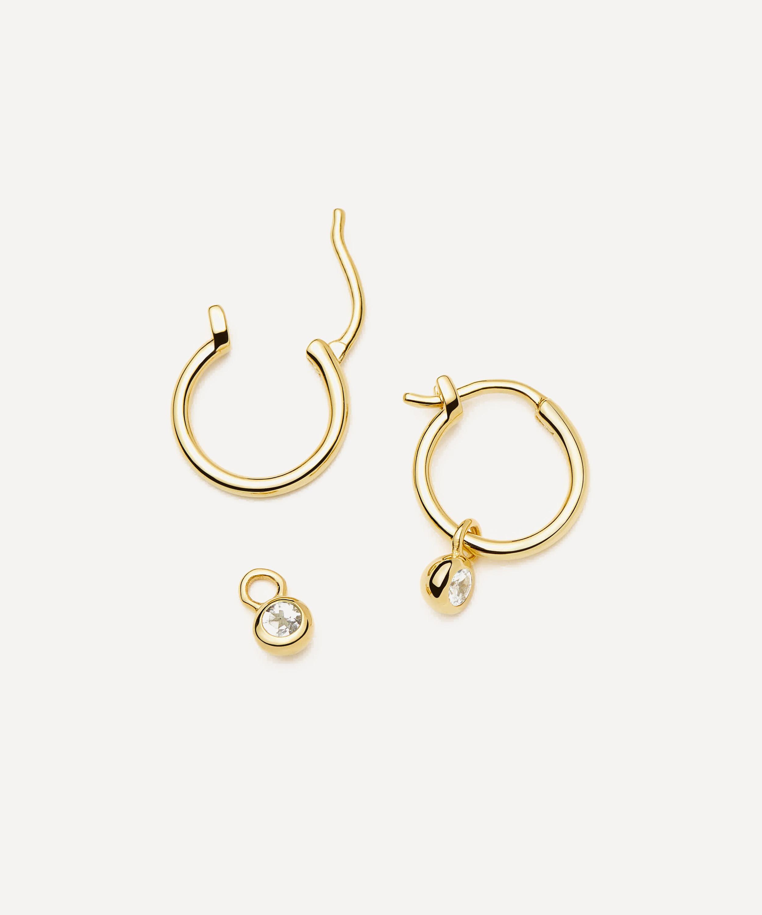 Missoma - 18ct Gold-Plated Vermeil Silver April Birthstone Mini Charm Hoop Earrings image number 1