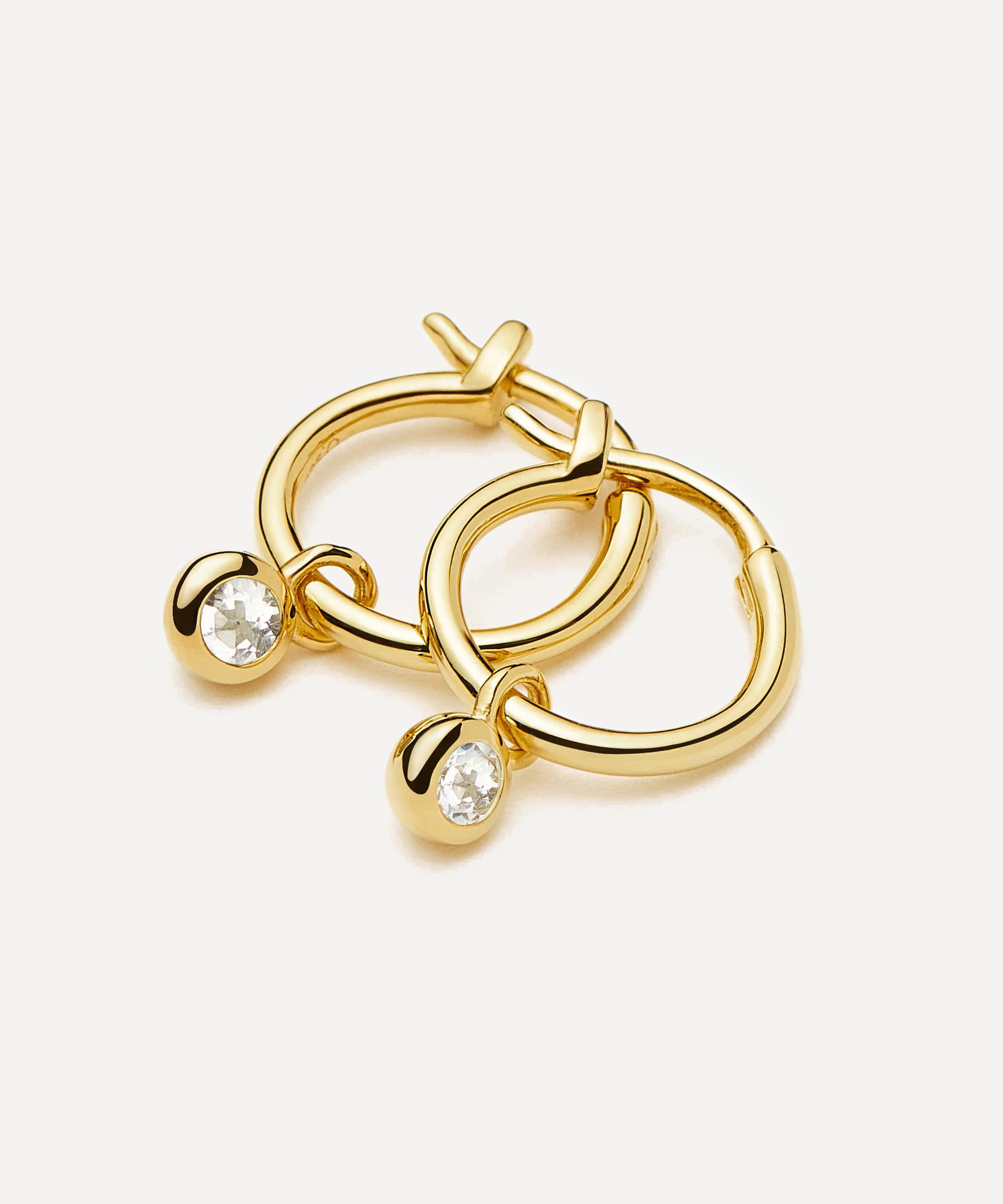 Missoma - 18ct Gold-Plated Vermeil Silver April Birthstone Mini Charm Hoop Earrings image number 2