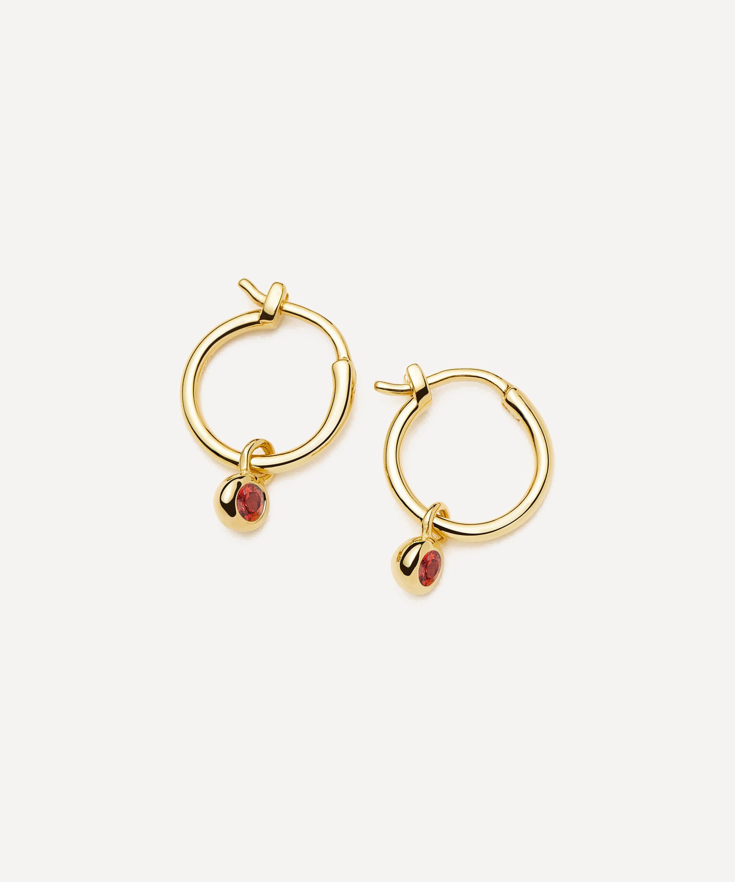 Missoma - 18ct Gold-Plated Vermeil Silver January Birthstone Mini Charm Hoop Earrings image number 0