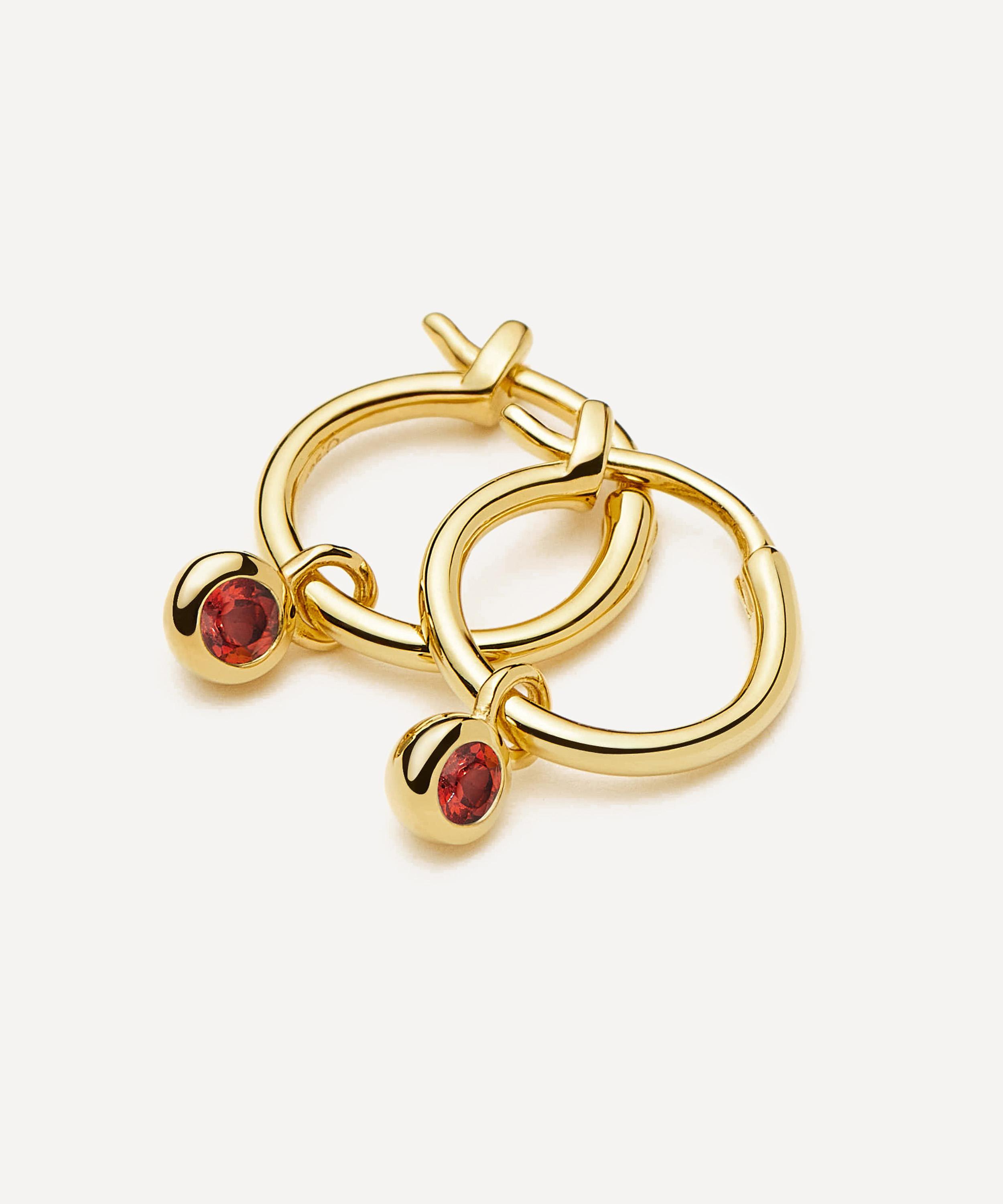 Missoma - 18ct Gold-Plated Vermeil Silver January Birthstone Mini Charm Hoop Earrings image number 2