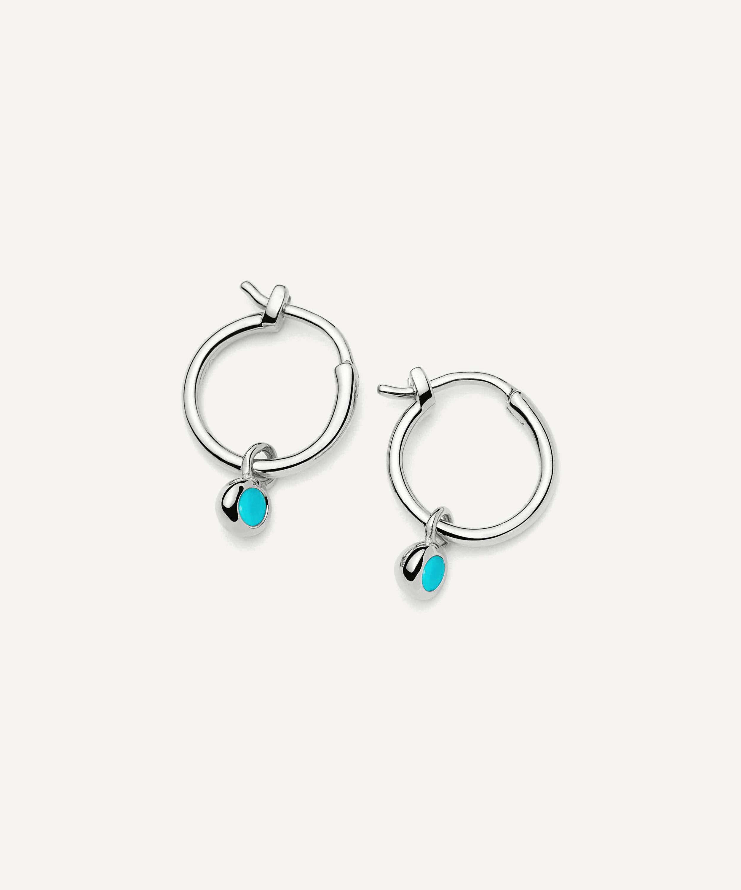 Missoma - Sterling Silver December Birthstone Mini Charm Hoop Earrings image number 0