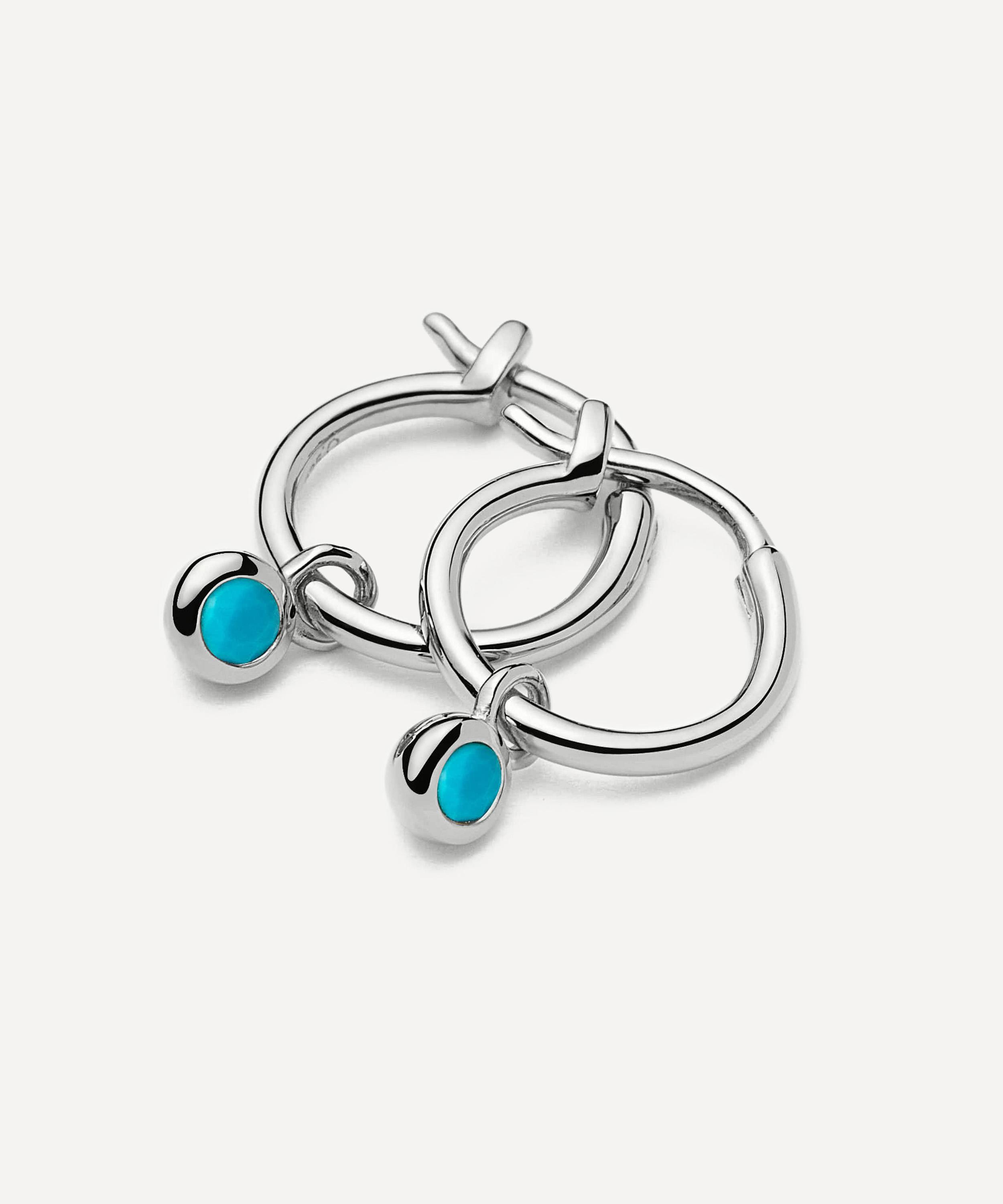 Missoma - Sterling Silver December Birthstone Mini Charm Hoop Earrings image number 2
