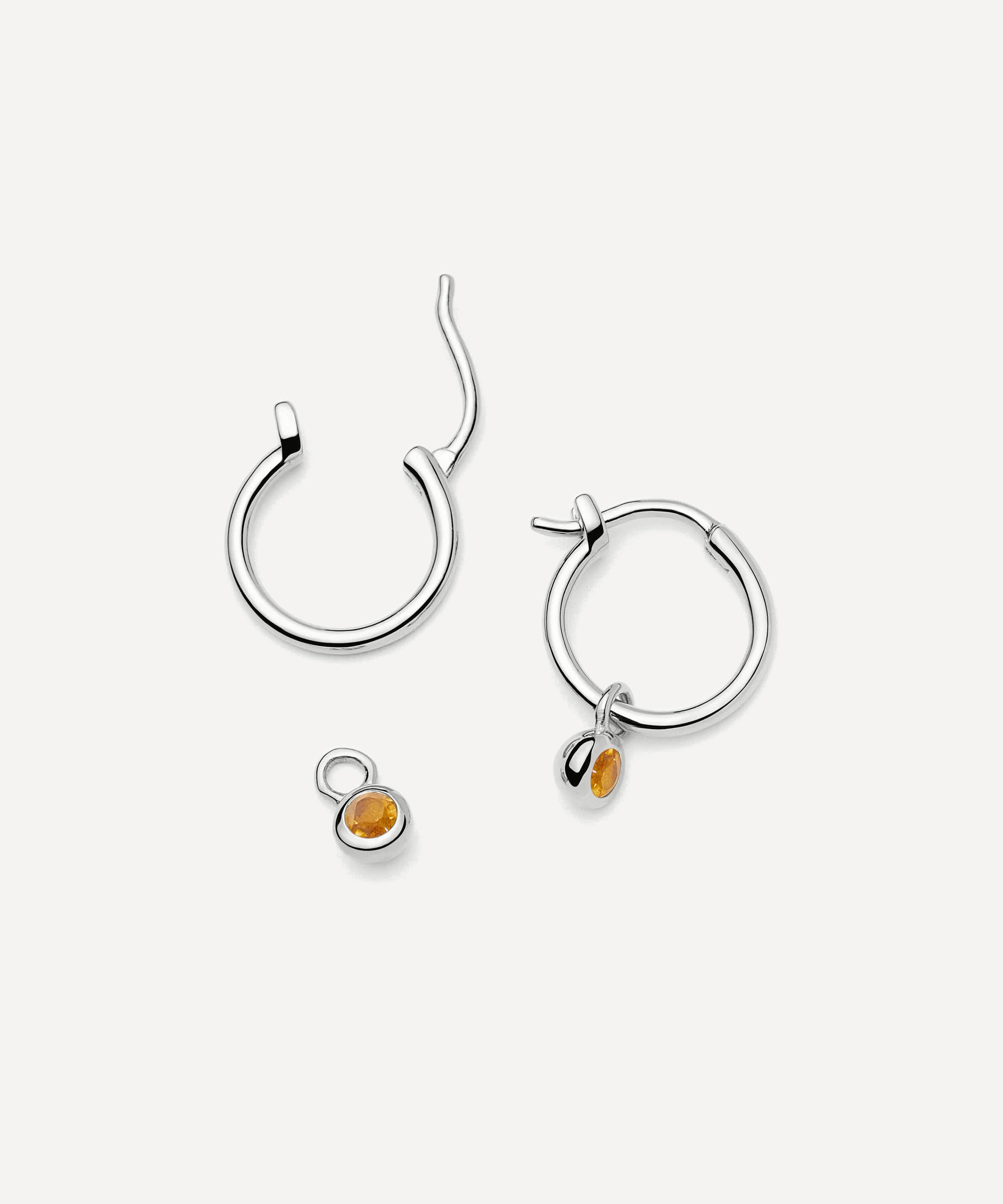Missoma - Sterling Silver November Birthstone Mini Charm Hoop Earrings image number 1