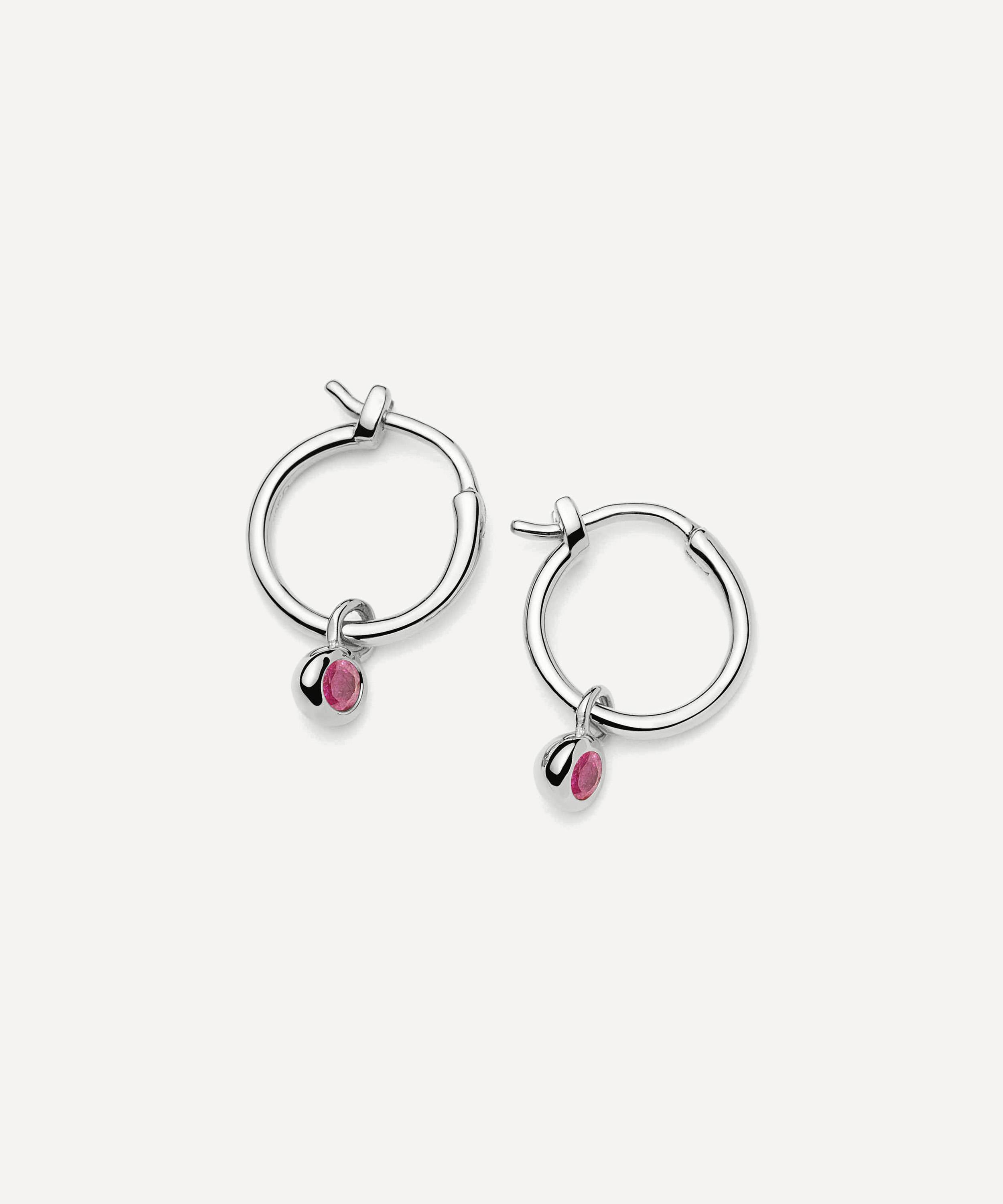 Missoma - Sterling Silver October Birthstone Mini Charm Hoop Earrings image number 0