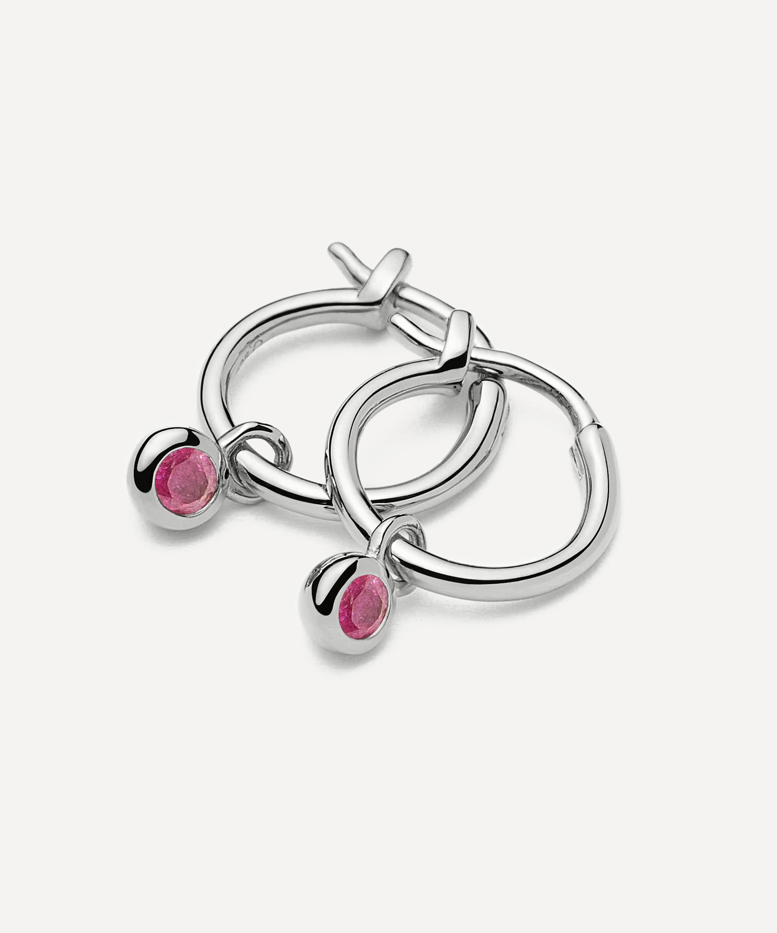 Missoma - Sterling Silver October Birthstone Mini Charm Hoop Earrings image number 2