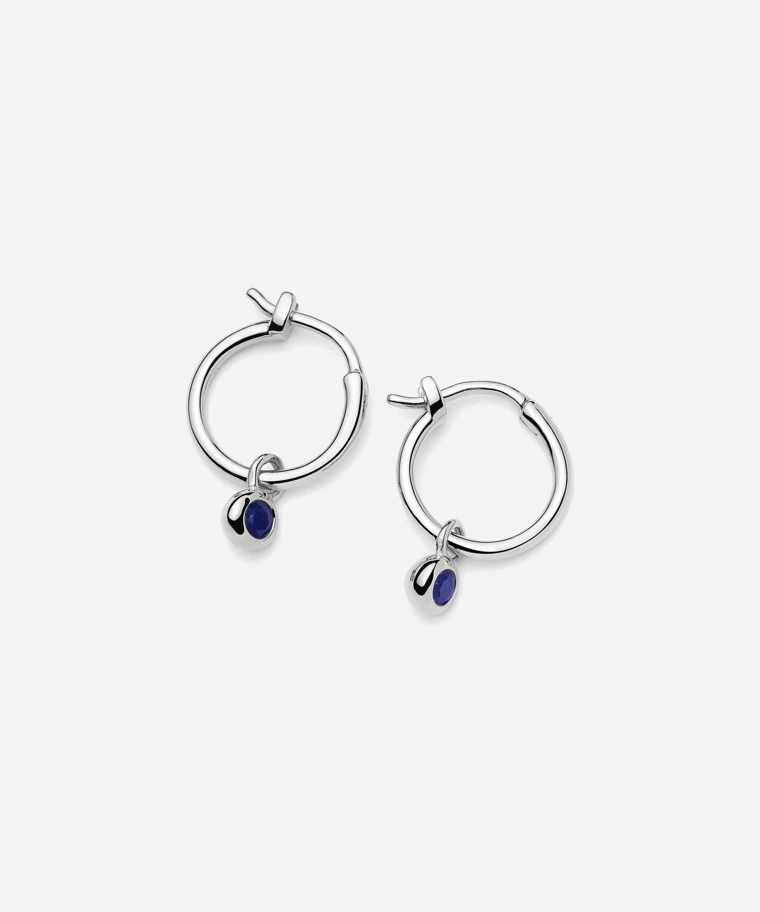 Missoma - Sterling Silver September Birthstone Mini Charm Hoop Earrings image number 0