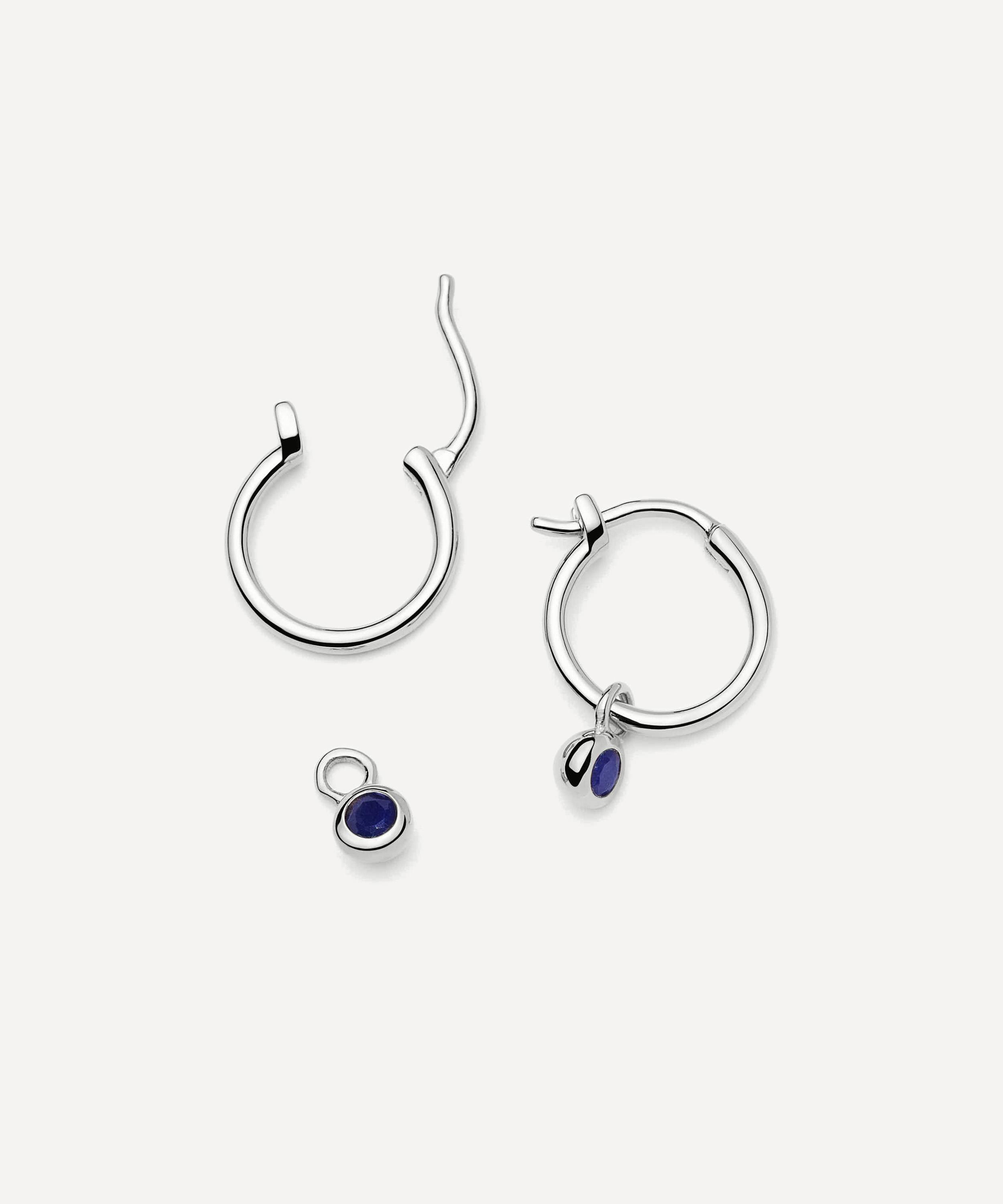 Missoma - Sterling Silver September Birthstone Mini Charm Hoop Earrings image number 1