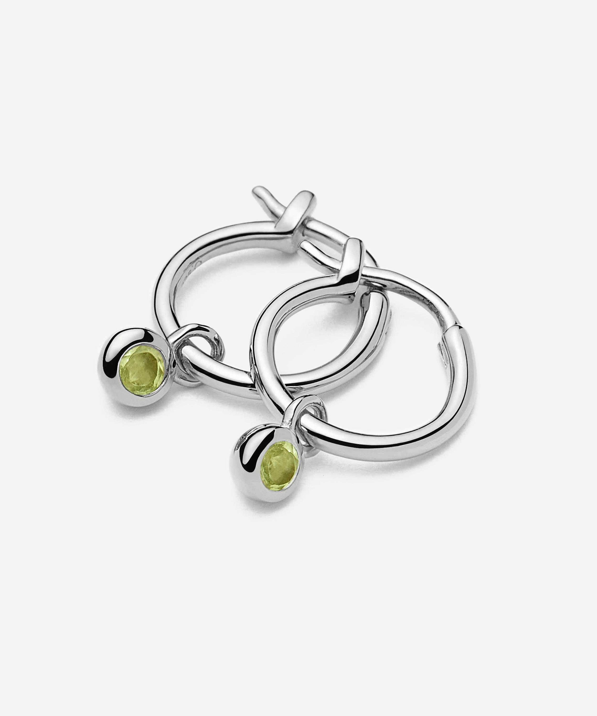 Missoma - Sterling Silver August Birthstone Mini Charm Hoop Earrings image number 2