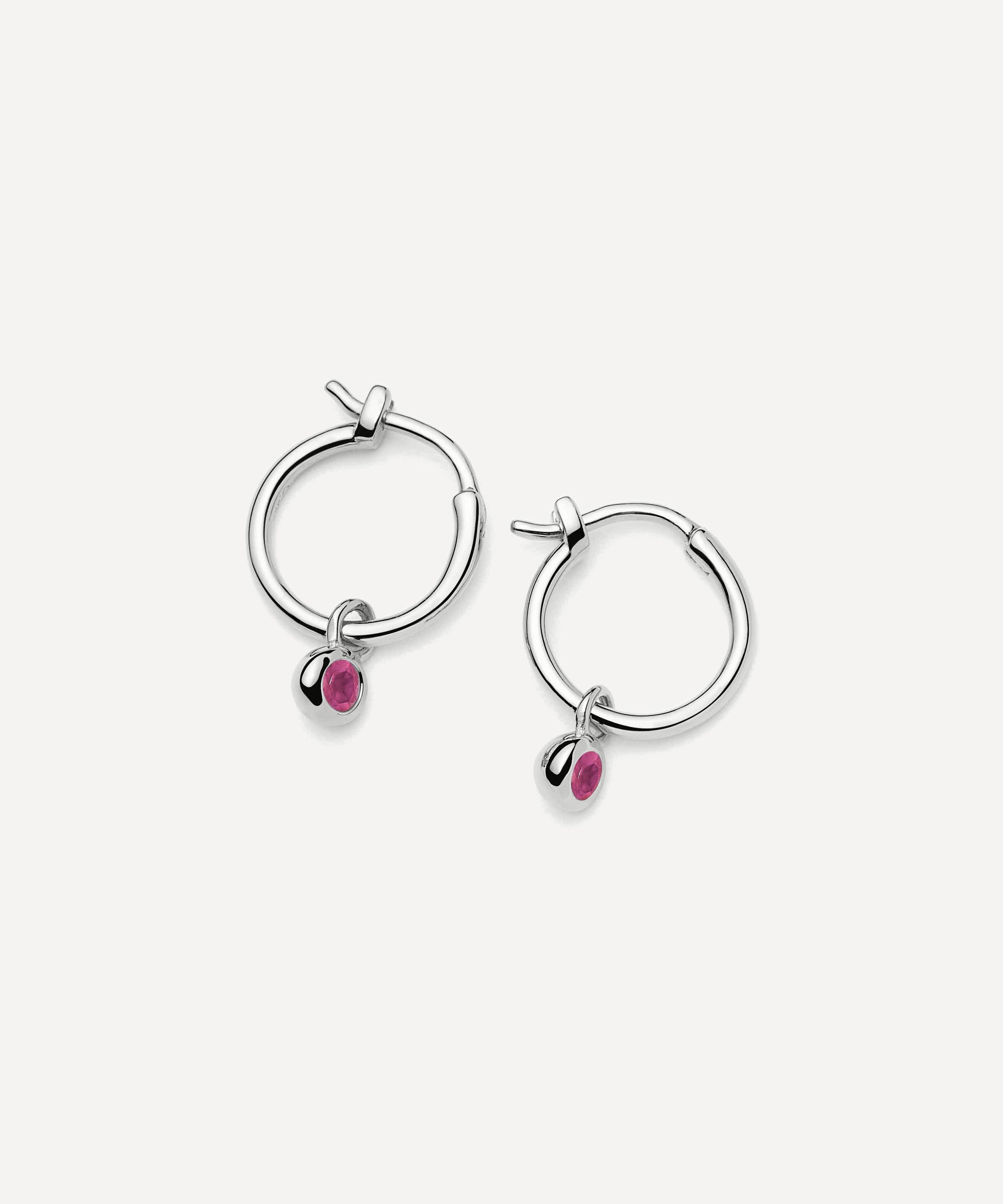 Missoma - Sterling Silver July Birthstone Mini Charm Hoop Earrings image number 0