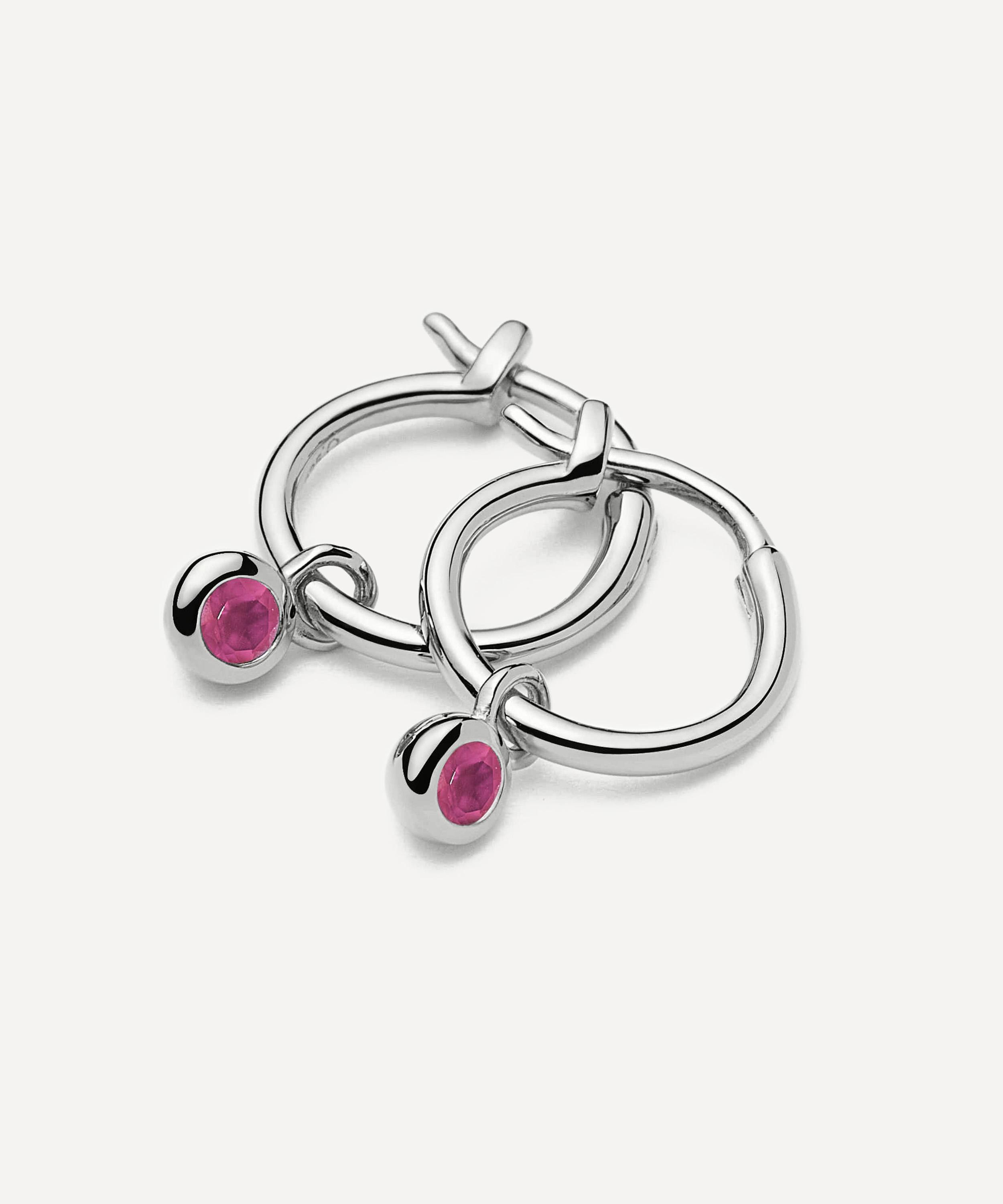 Missoma - Sterling Silver July Birthstone Mini Charm Hoop Earrings image number 2
