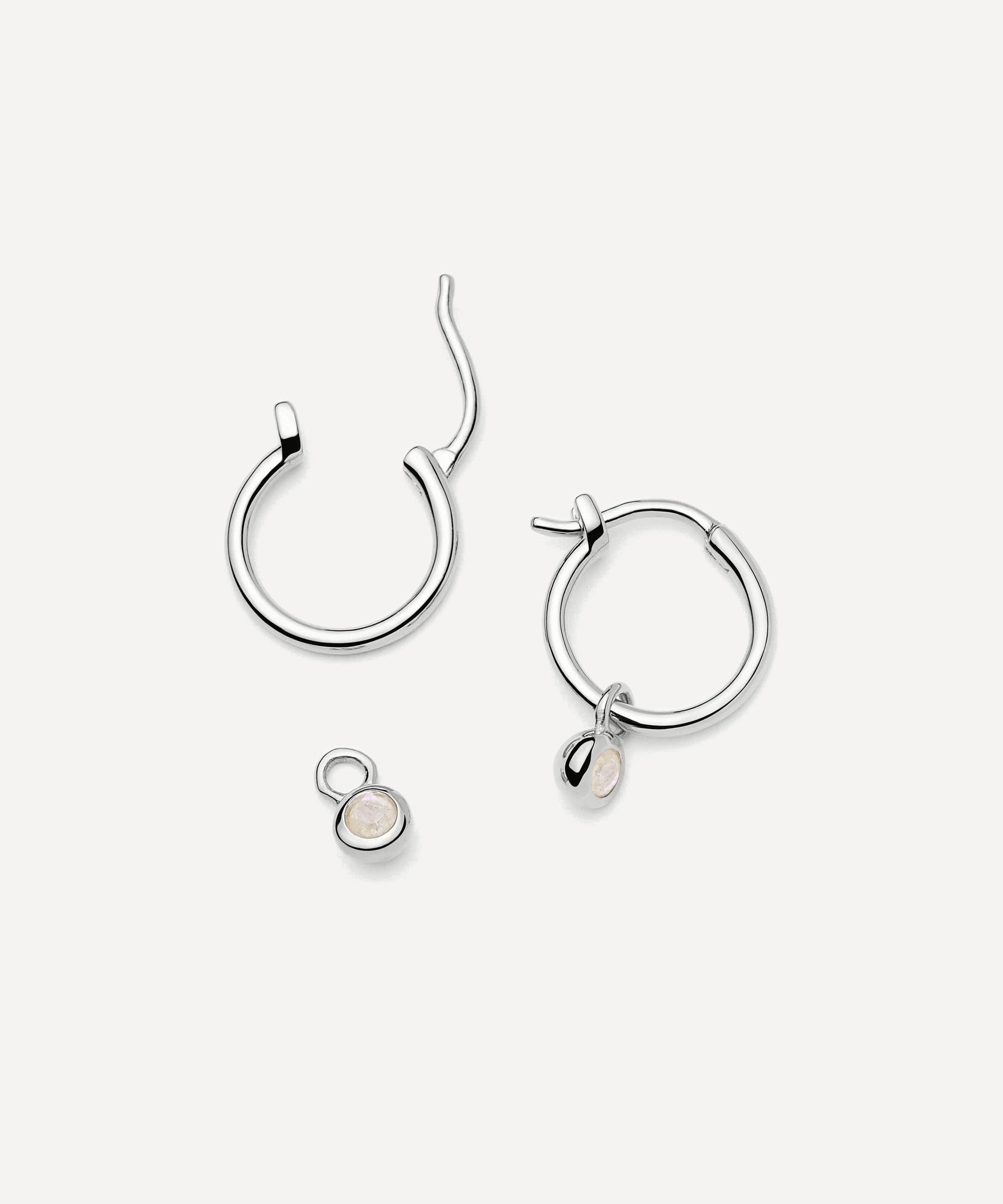 Missoma - Sterling Silver June Birthstone Mini Charm Hoop Earrings image number 1