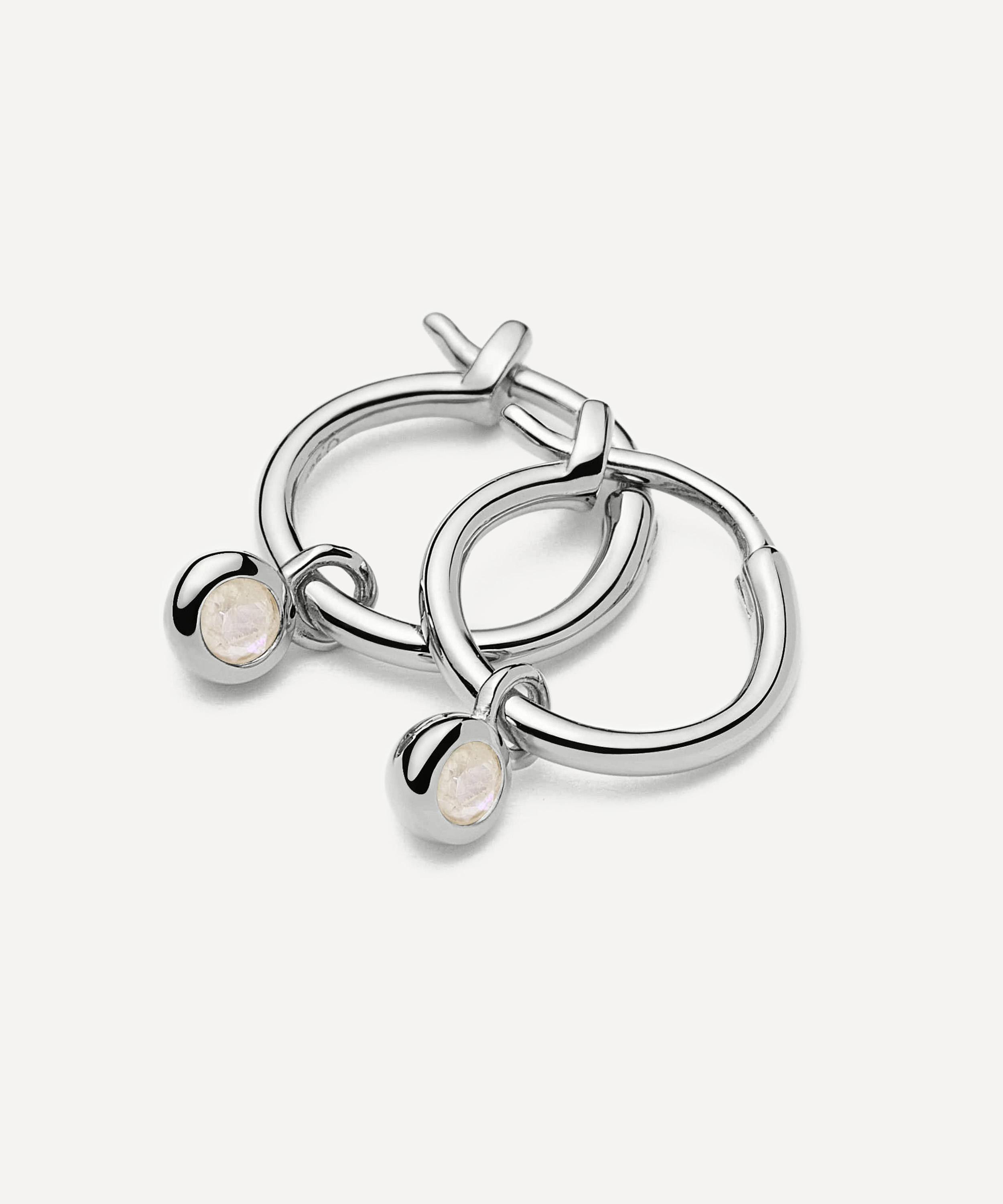 Missoma - Sterling Silver June Birthstone Mini Charm Hoop Earrings image number 2