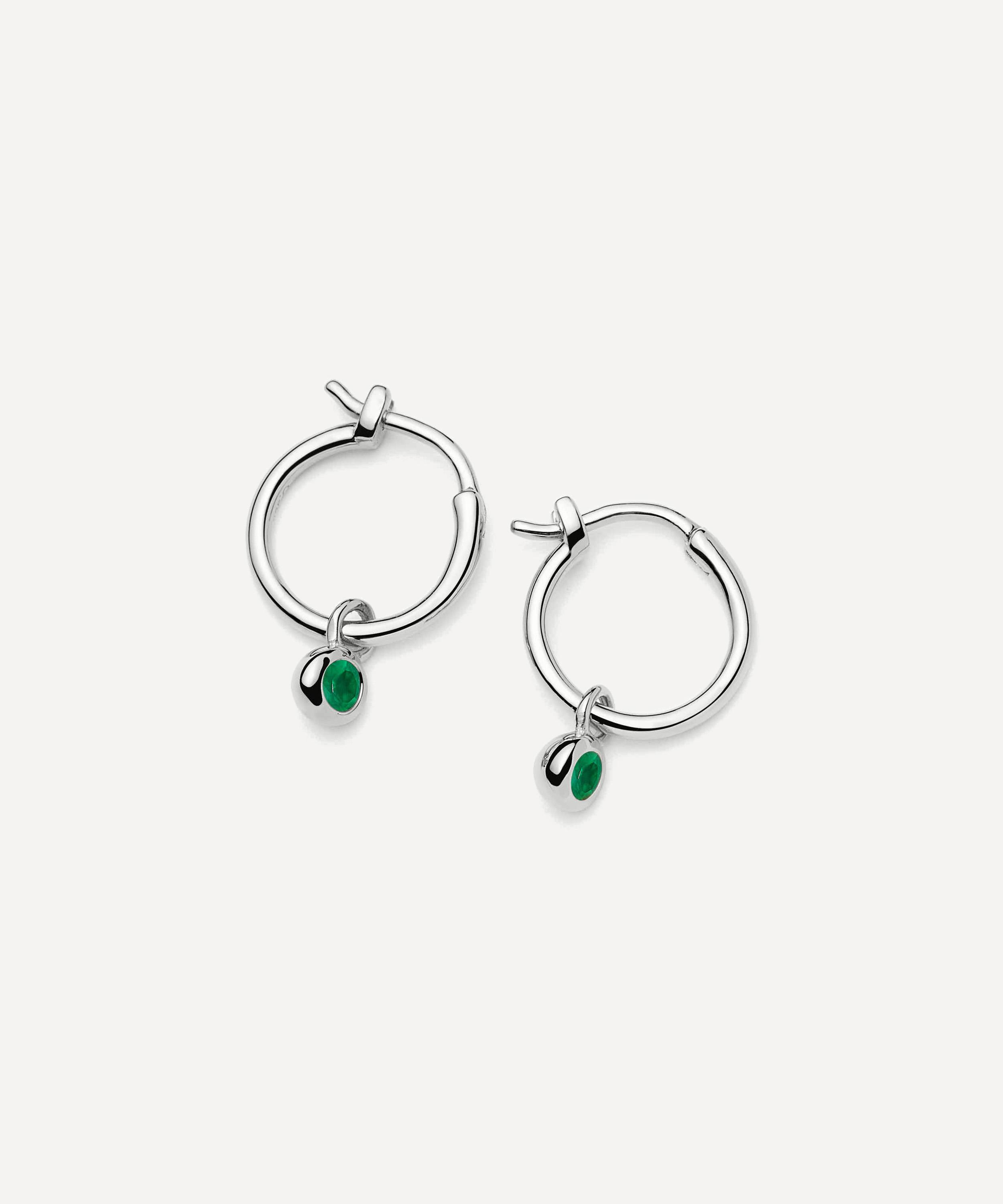 Missoma - Sterling Silver May Birthstone Mini Charm Hoop Earrings image number 0