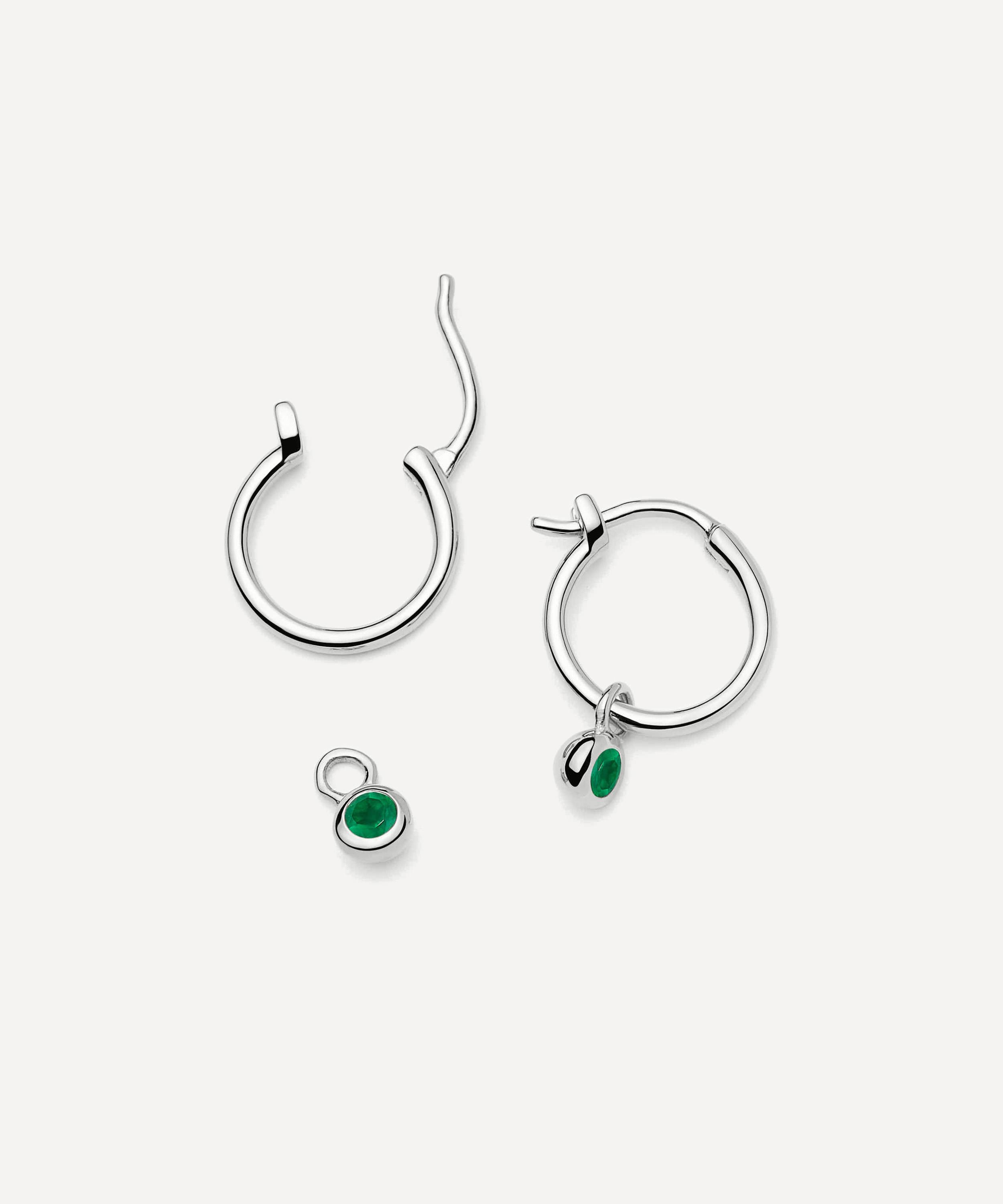 Missoma - Sterling Silver May Birthstone Mini Charm Hoop Earrings image number 1