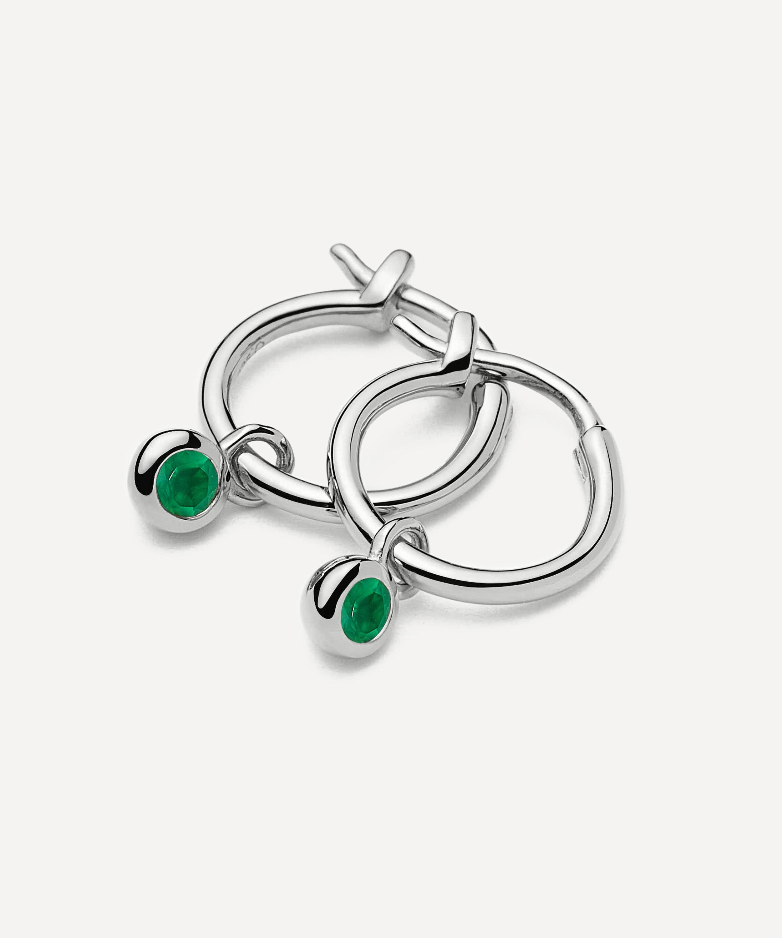 Missoma - Sterling Silver May Birthstone Mini Charm Hoop Earrings image number 2