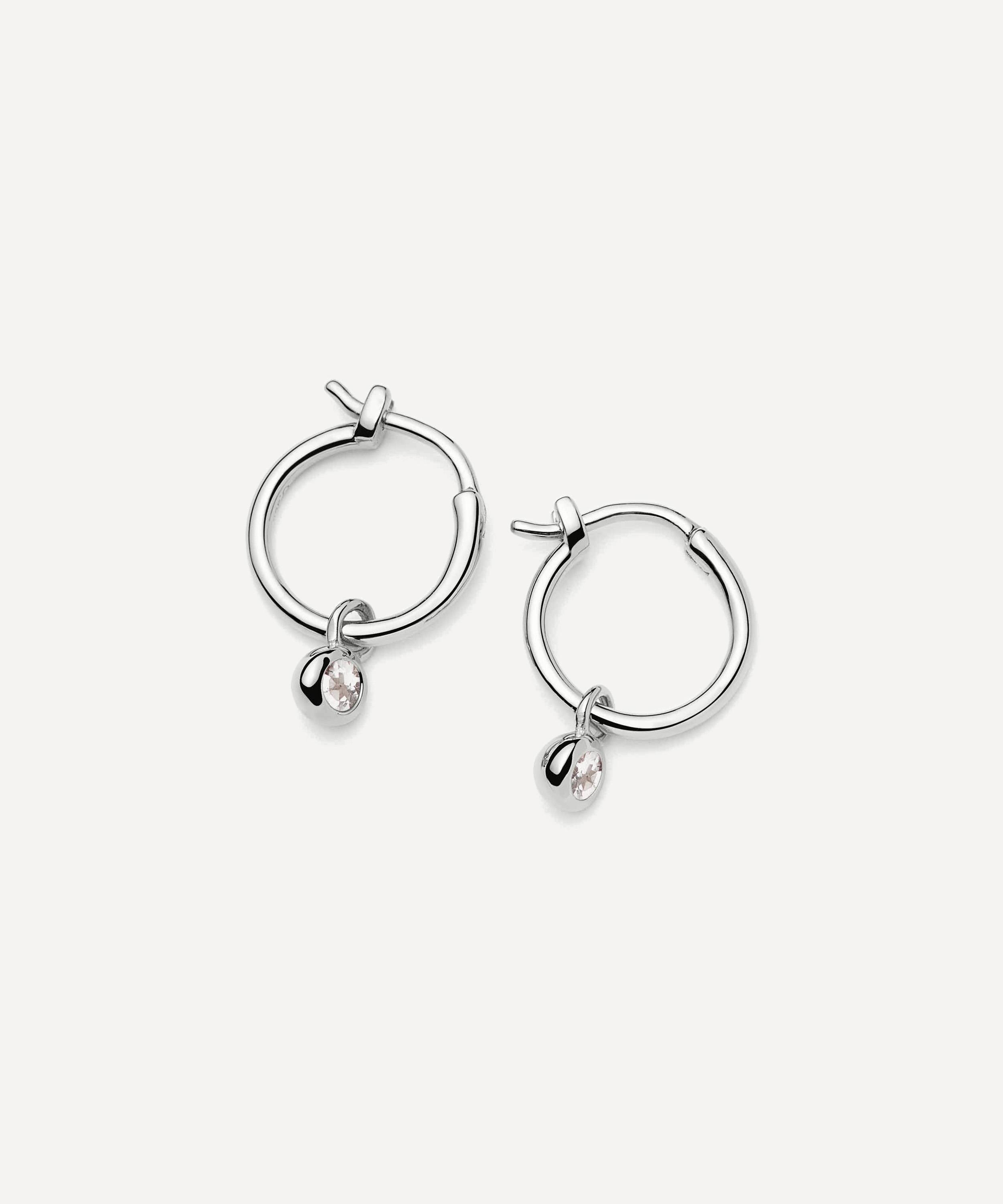 Missoma - Sterling Silver April Birthstone Mini Charm Hoop Earrings image number 0